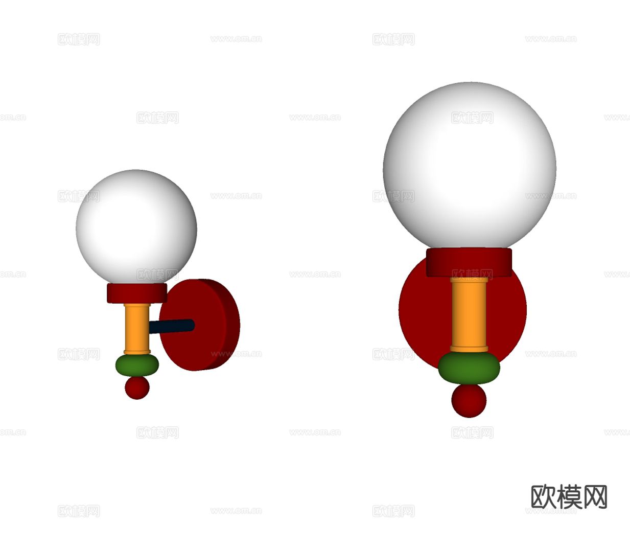 中古风彩色壁灯su模型