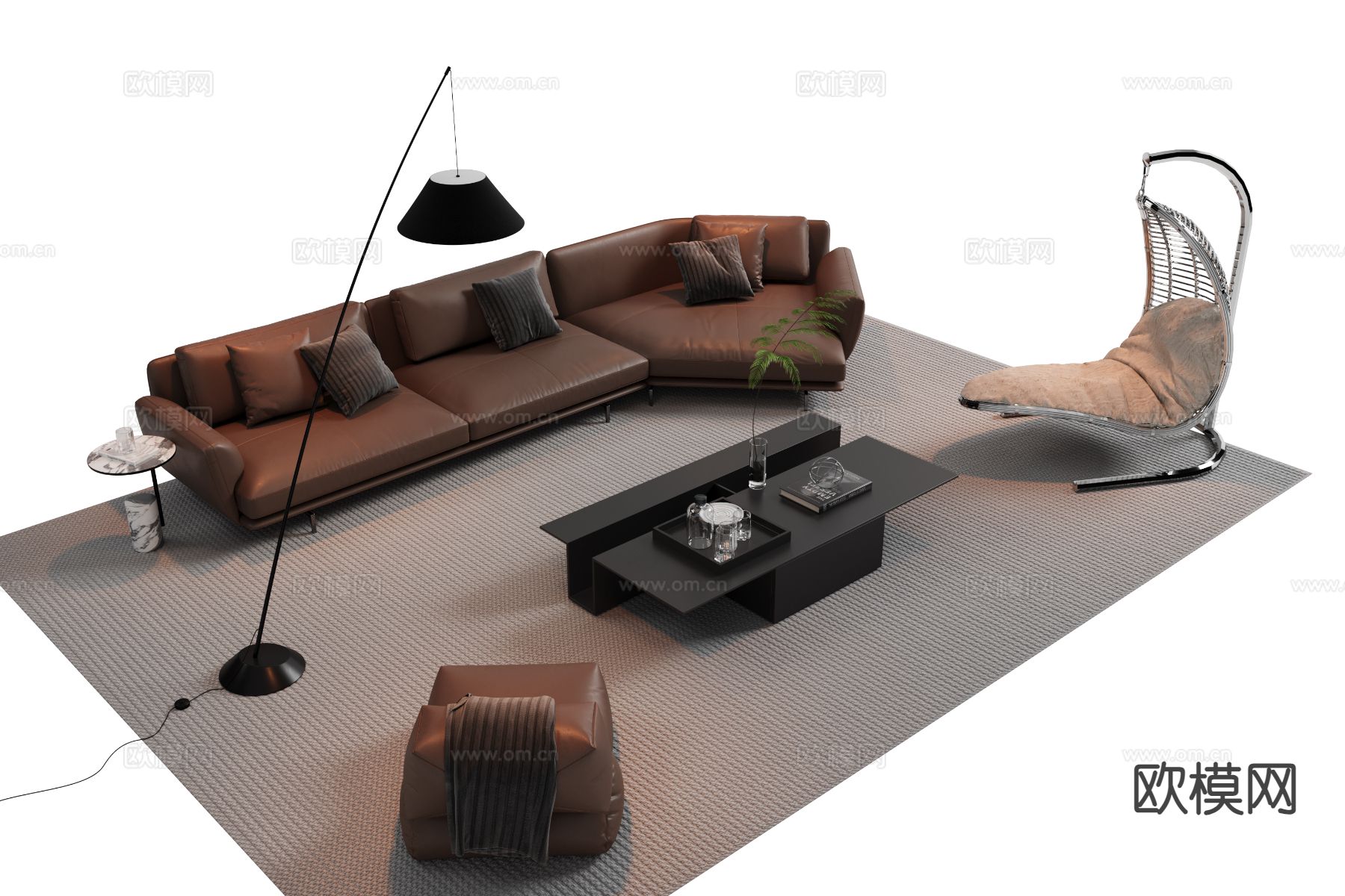意式组合沙发su模型下载（渲染图2）
