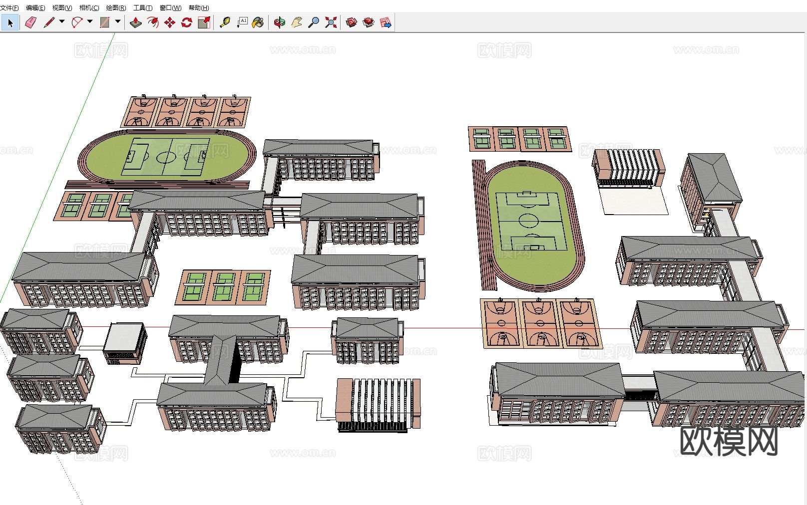 学校 教学楼 宿舍楼su模型