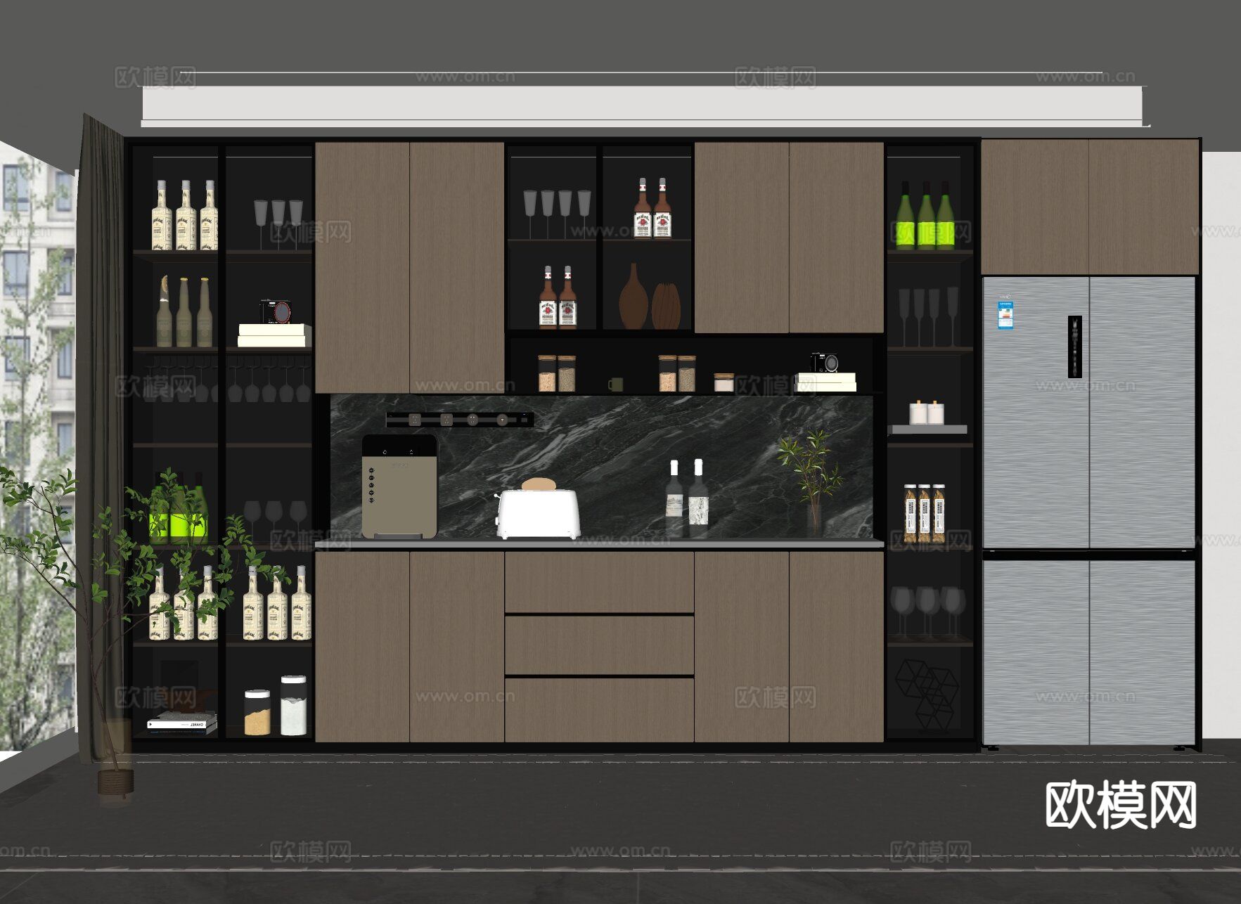 意式酒柜 餐边柜su模型
