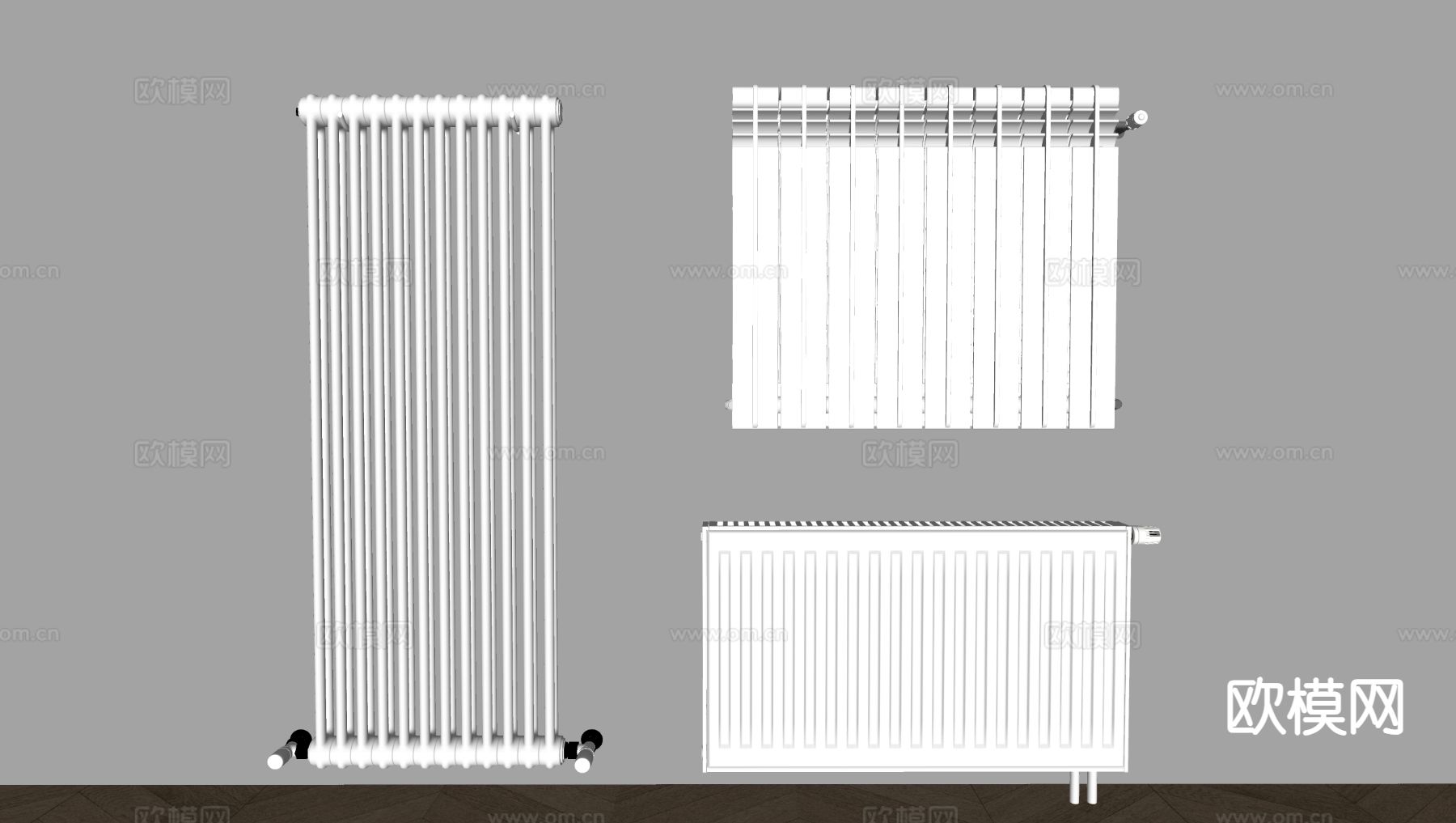 现代暖气片 取暖器 散热片 暖气管3d模型