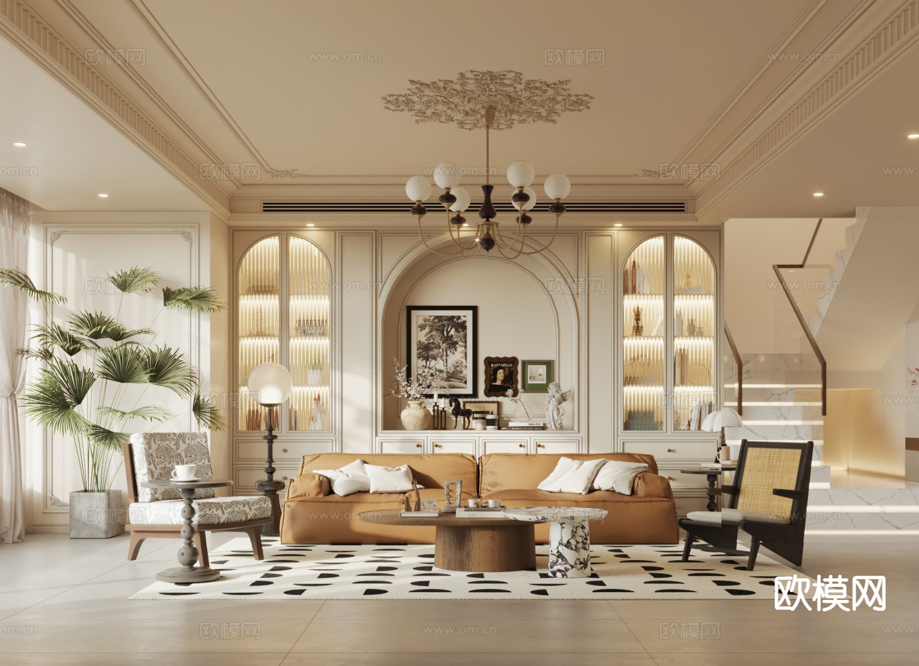 法式客餐厅3d模型下载（渲染图1）