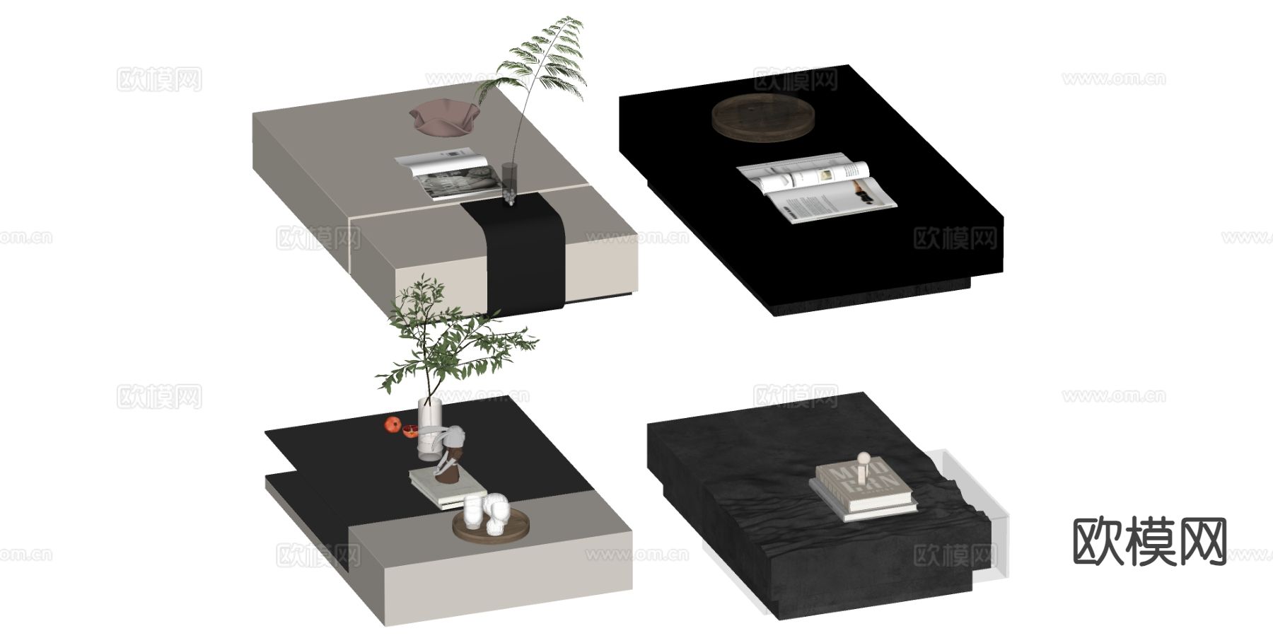 现代茶几 方形茶几su模型