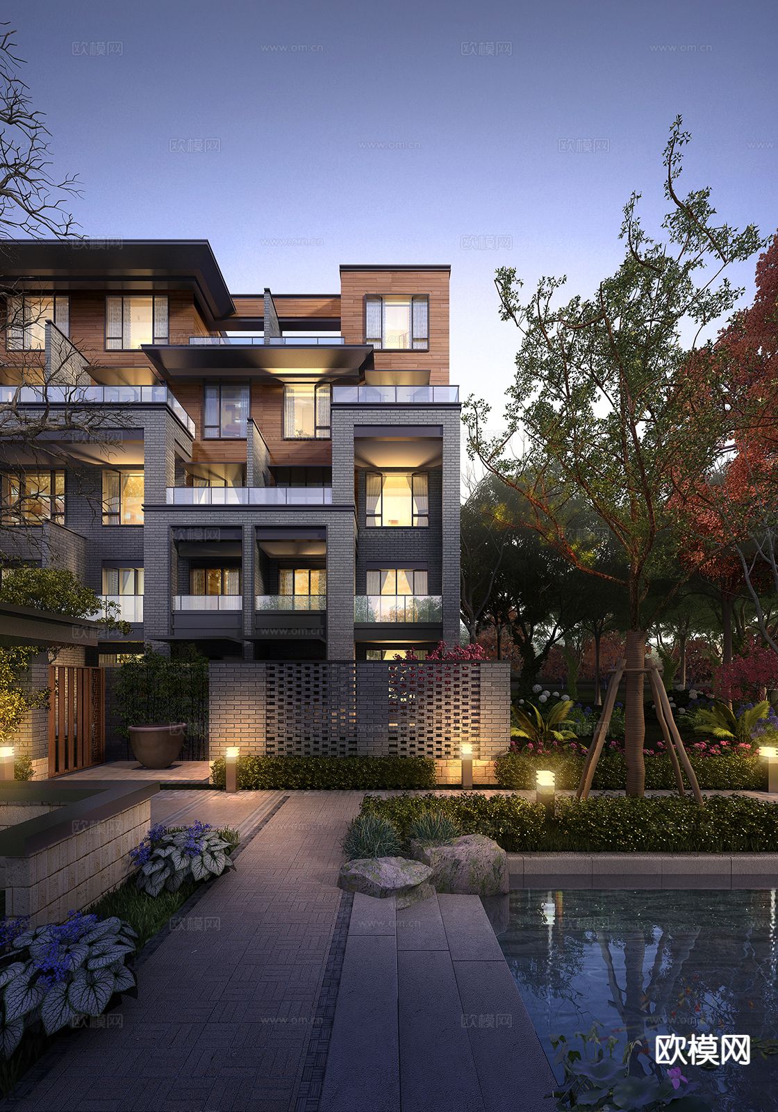 现代独栋别墅 洋房别墅3d模型下载