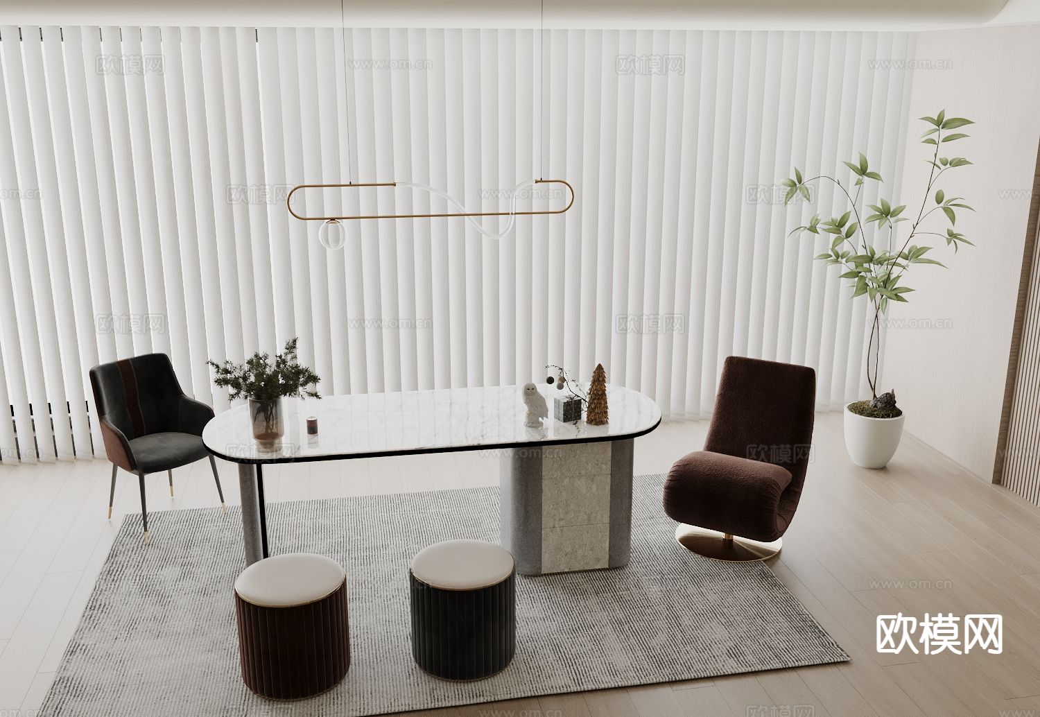 现代餐桌椅3d模型下载