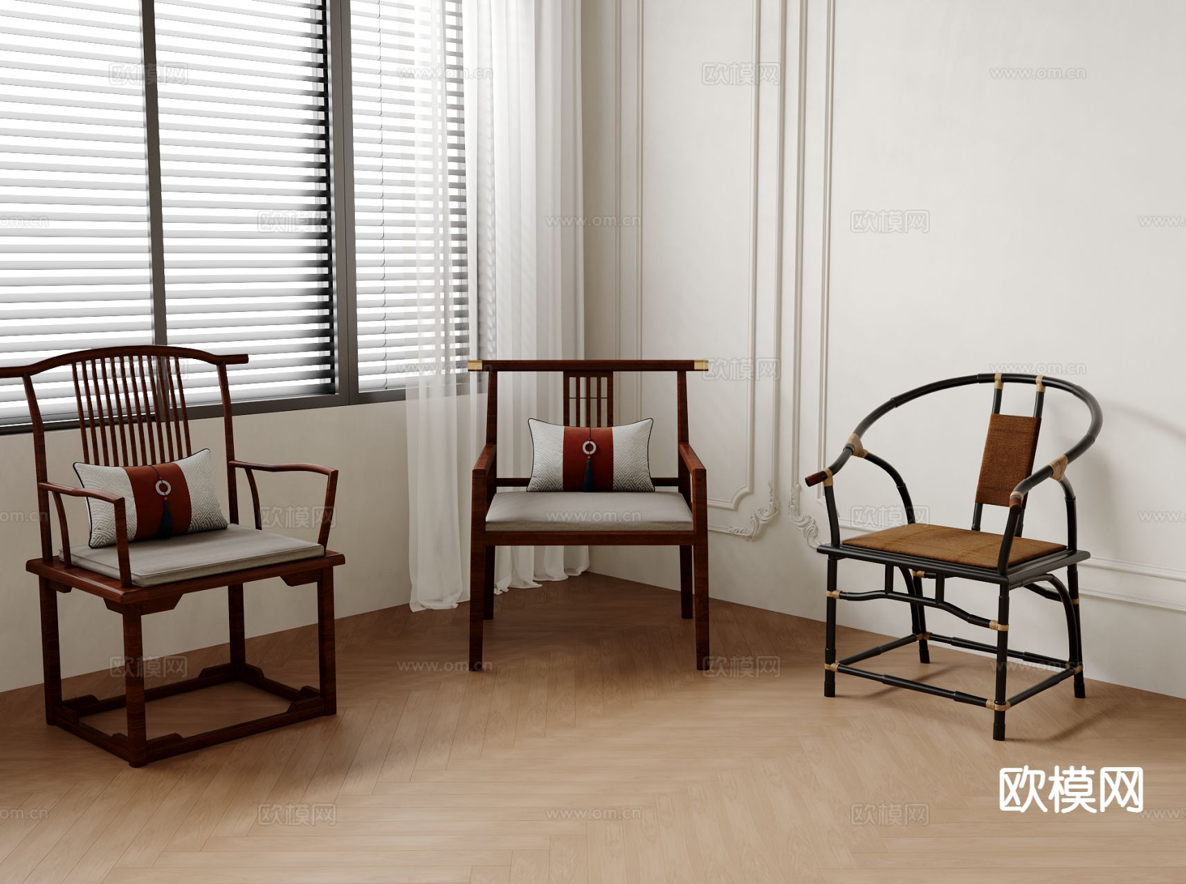 中式椅子 太师椅 圈椅3d模型下载