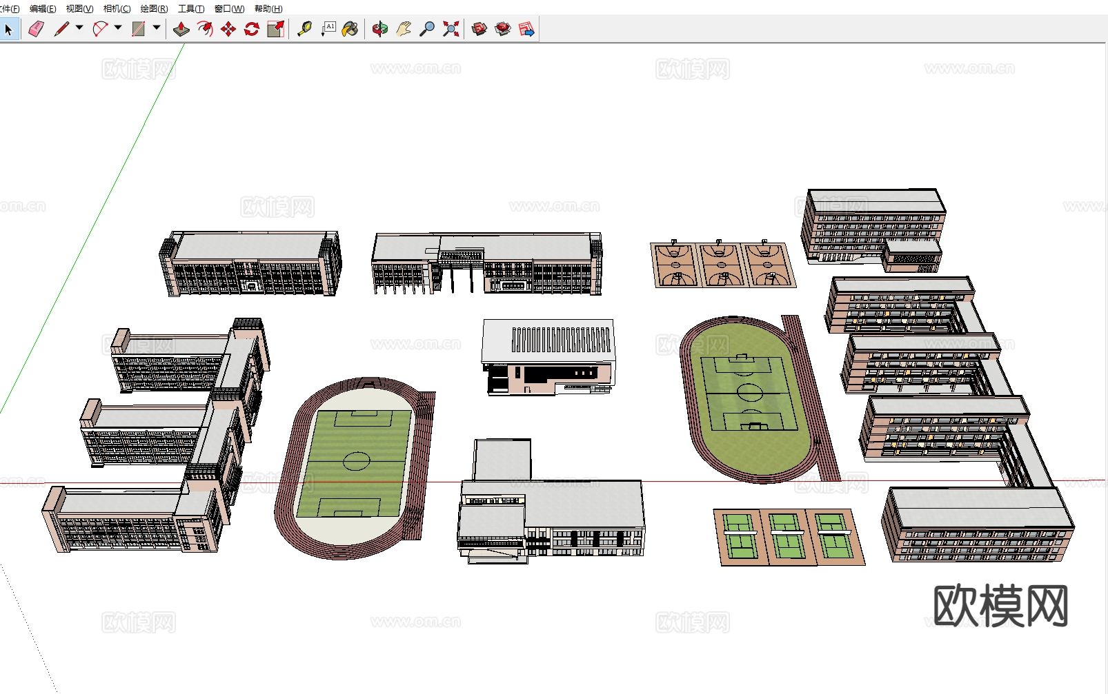 学校 教学楼 宿舍楼su模型