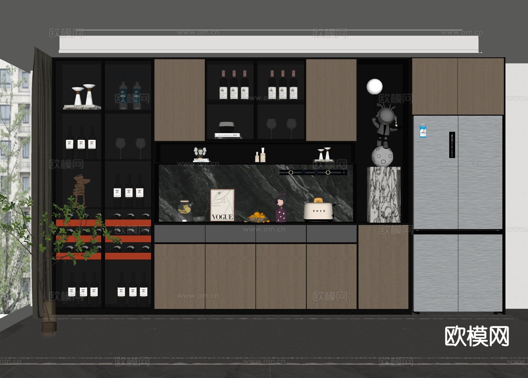 意式酒柜 餐边柜su模型