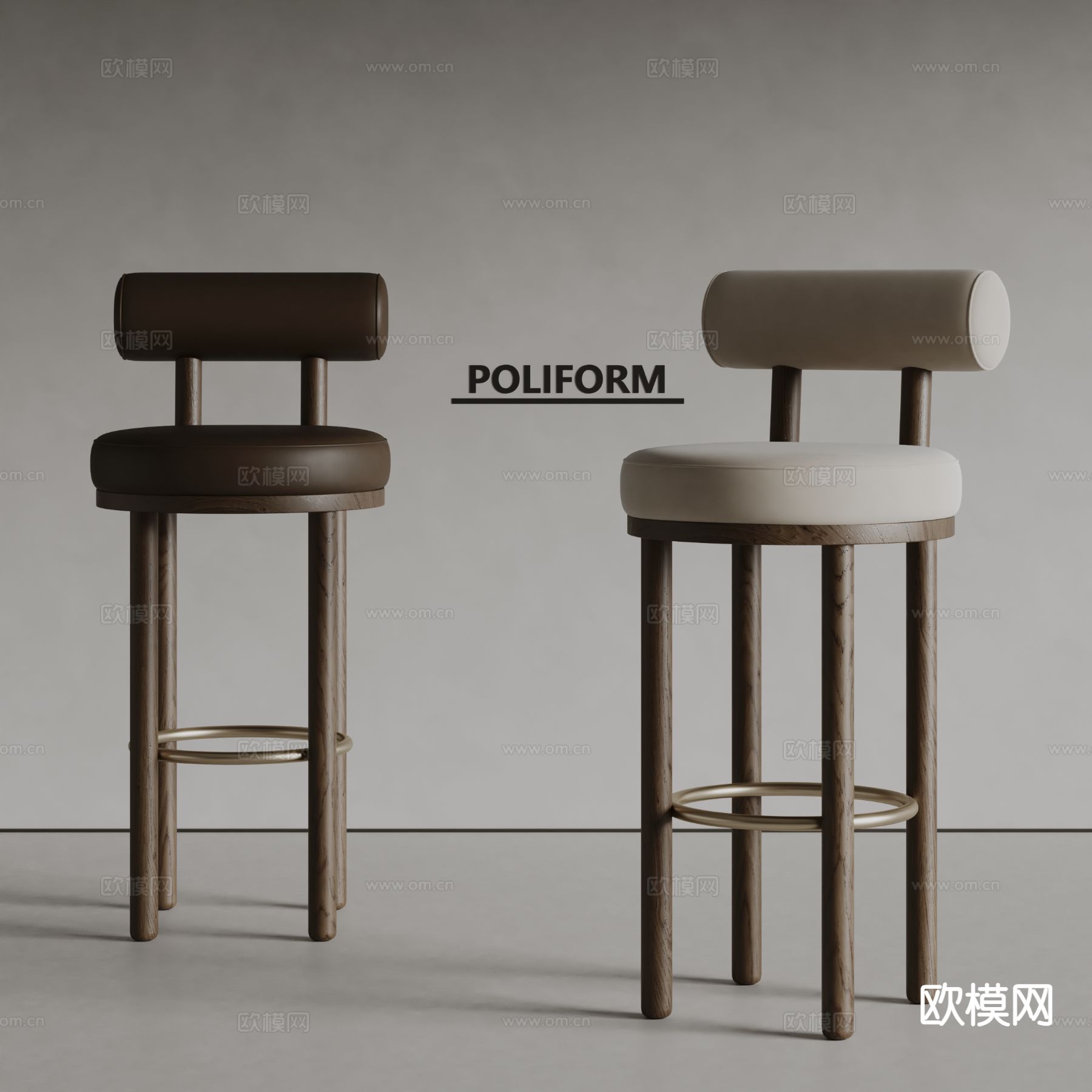 poliform现代吧椅 实木吧椅su模型