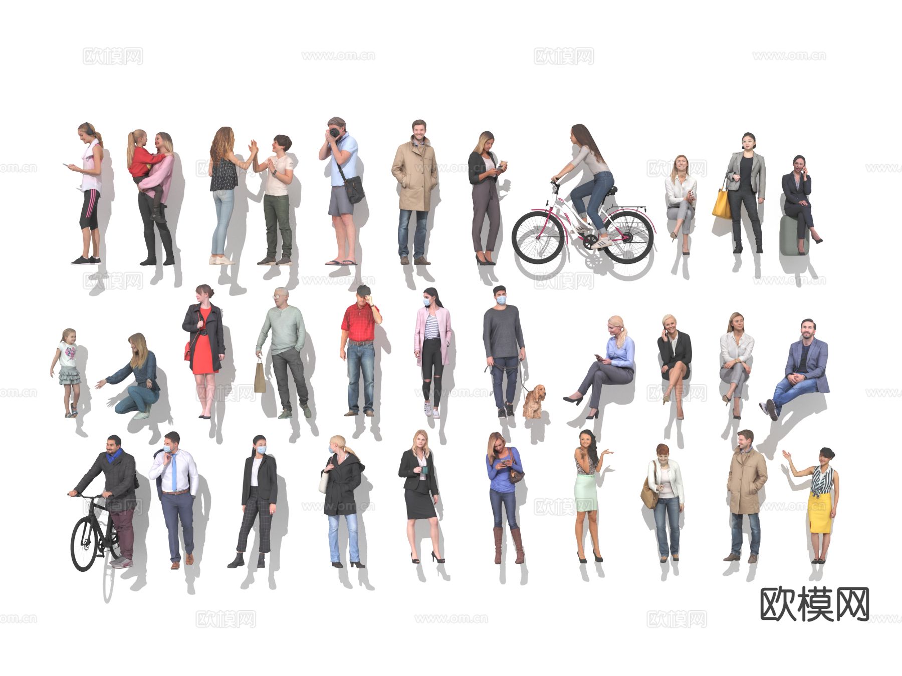 女人 儿童 小孩  长裙女人su模型下载（渲染图2）