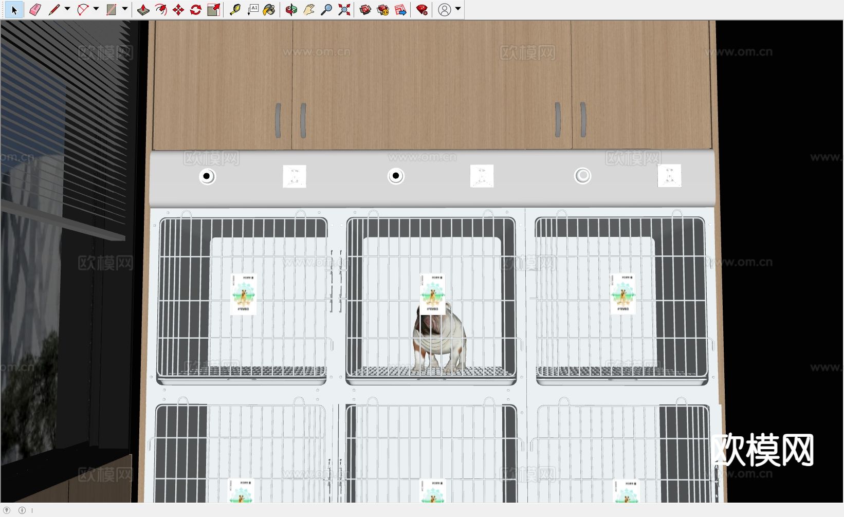 宠物医院 寄养室 狗笼su模型