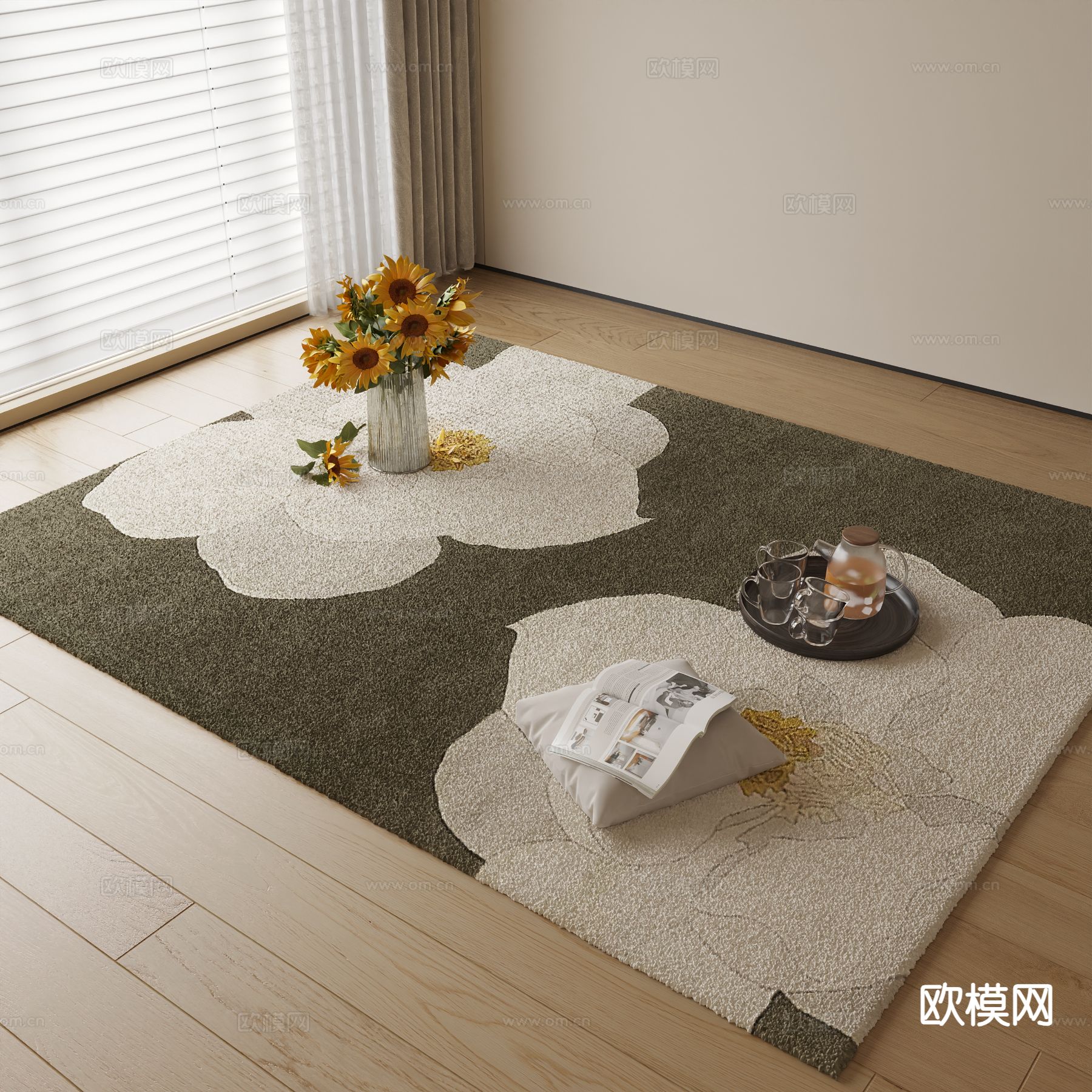 现代花纹地毯3d模型