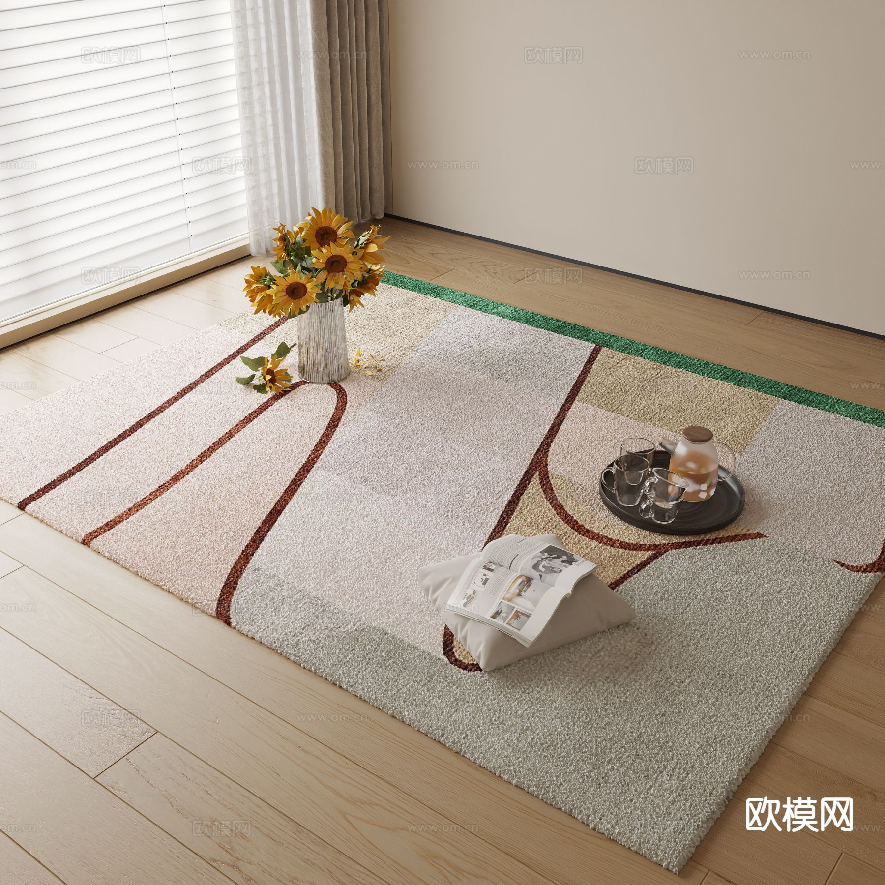 现代地毯su模型下载（渲染图2）