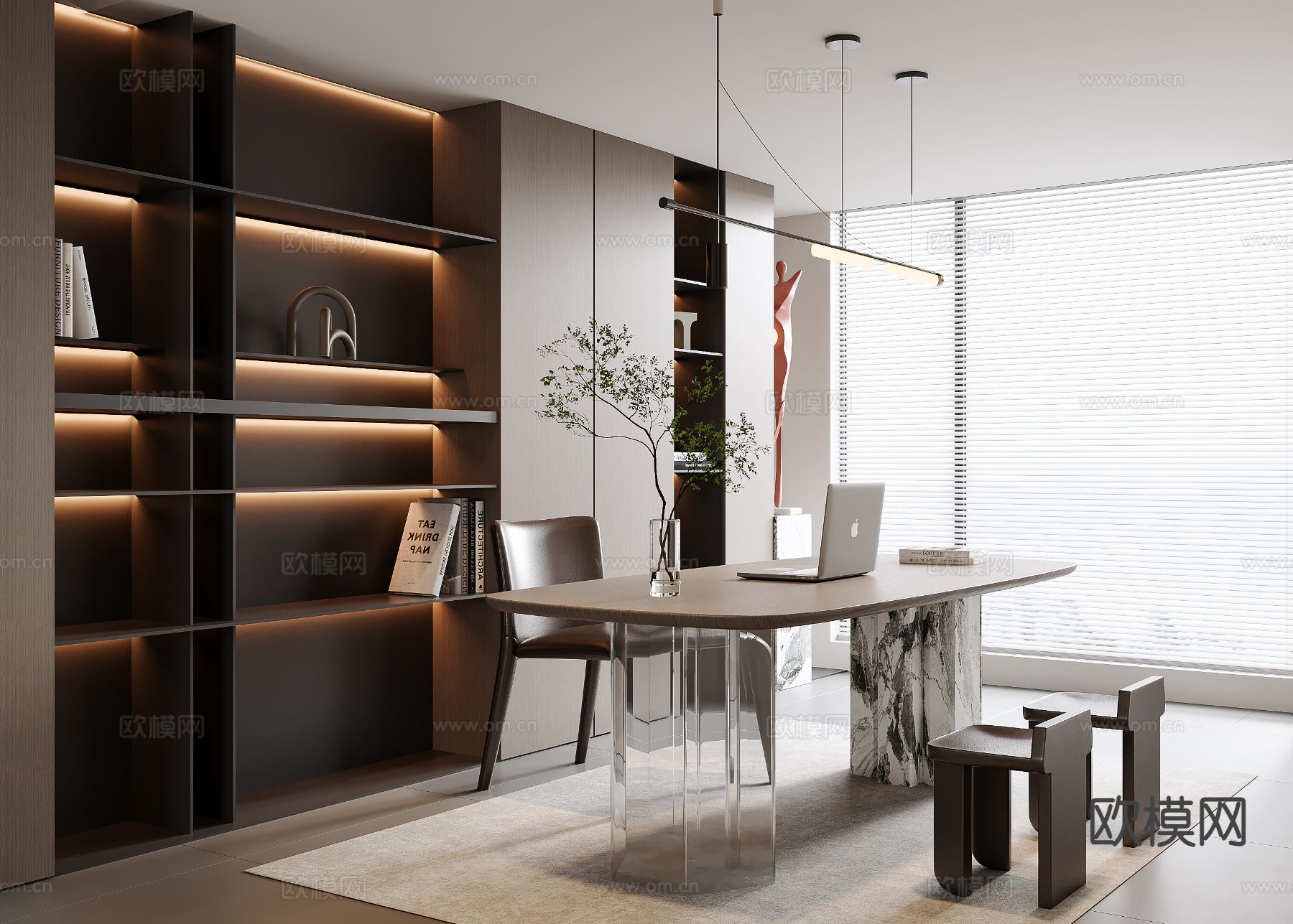 意式家居书房su模型下载（渲染图3）