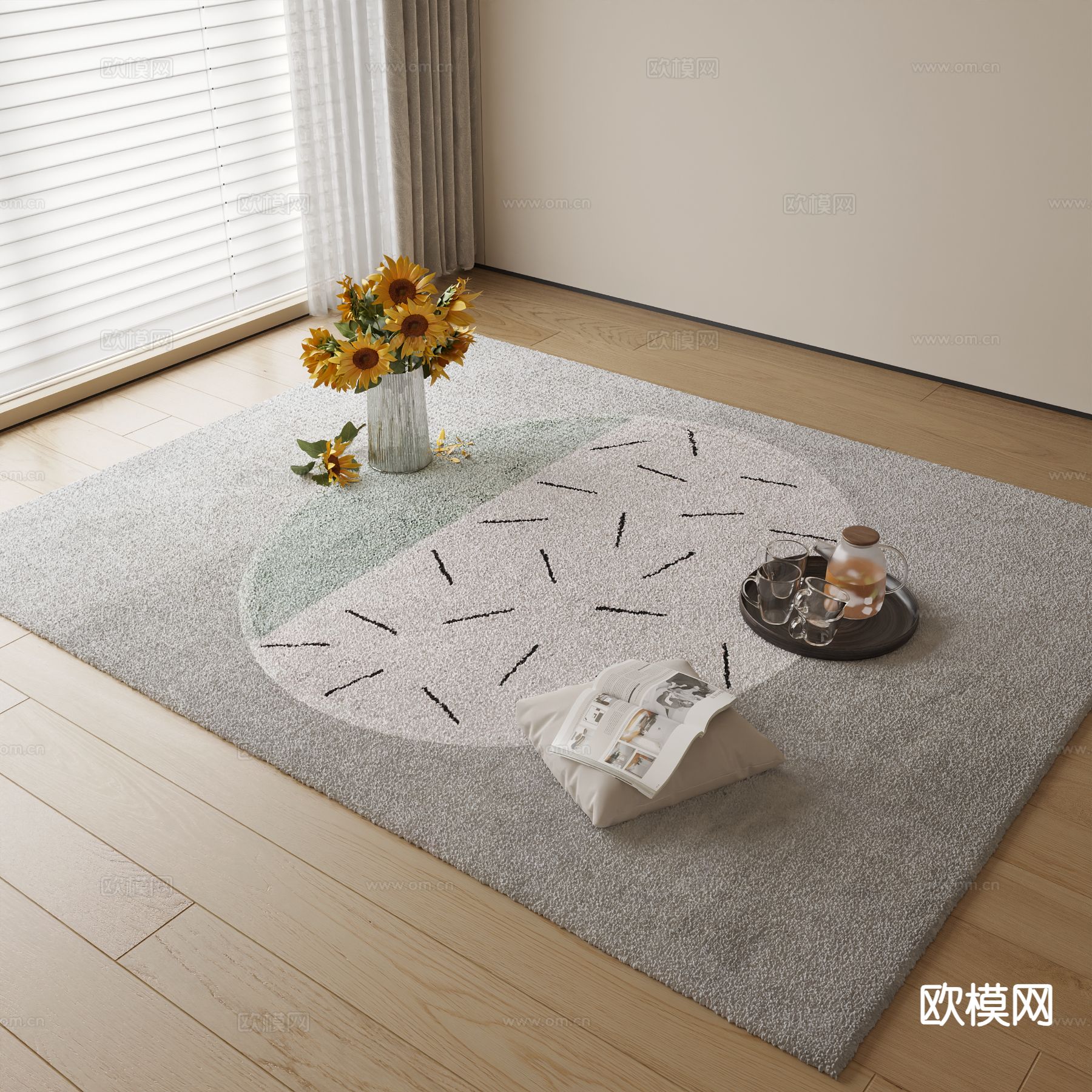 现代花纹地毯3d模型