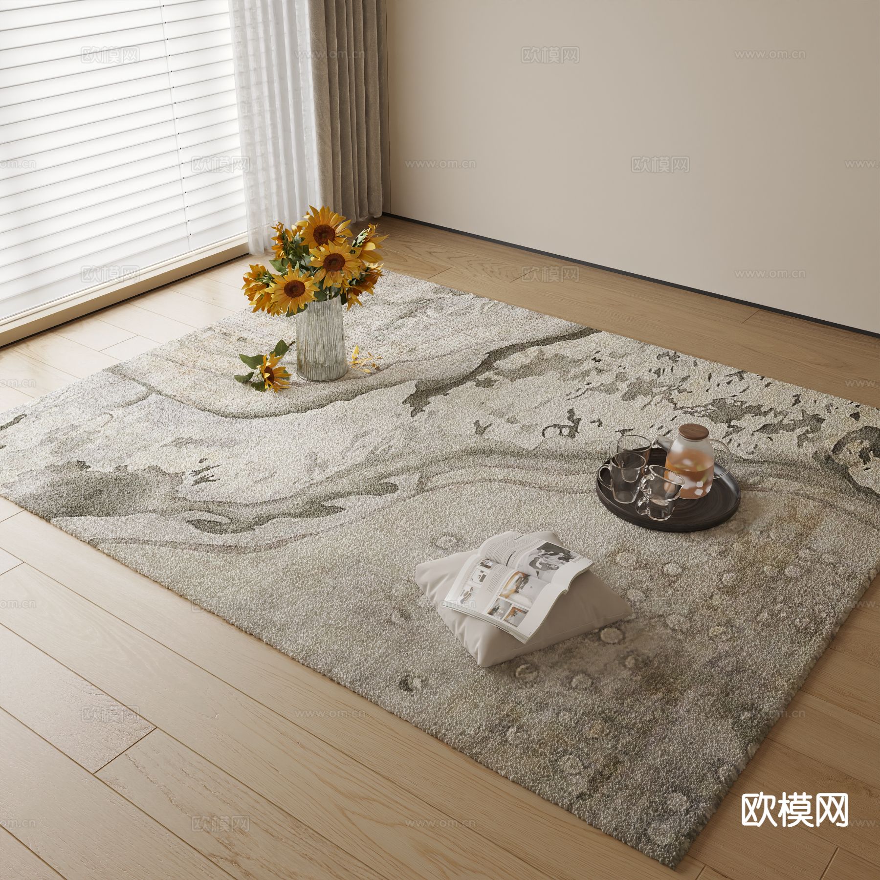 现代抽象地毯3d模型