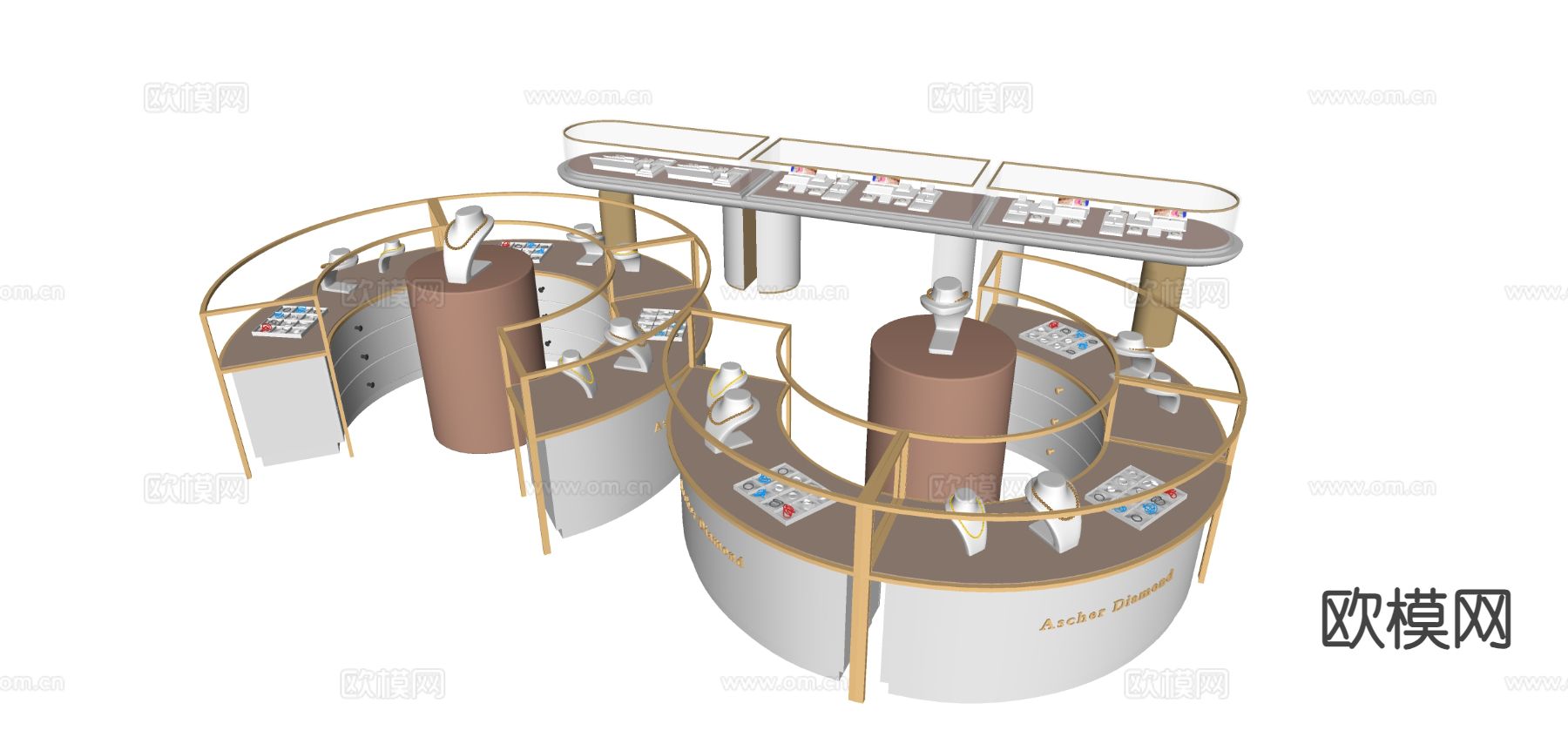 现代珠宝首饰展柜su模型