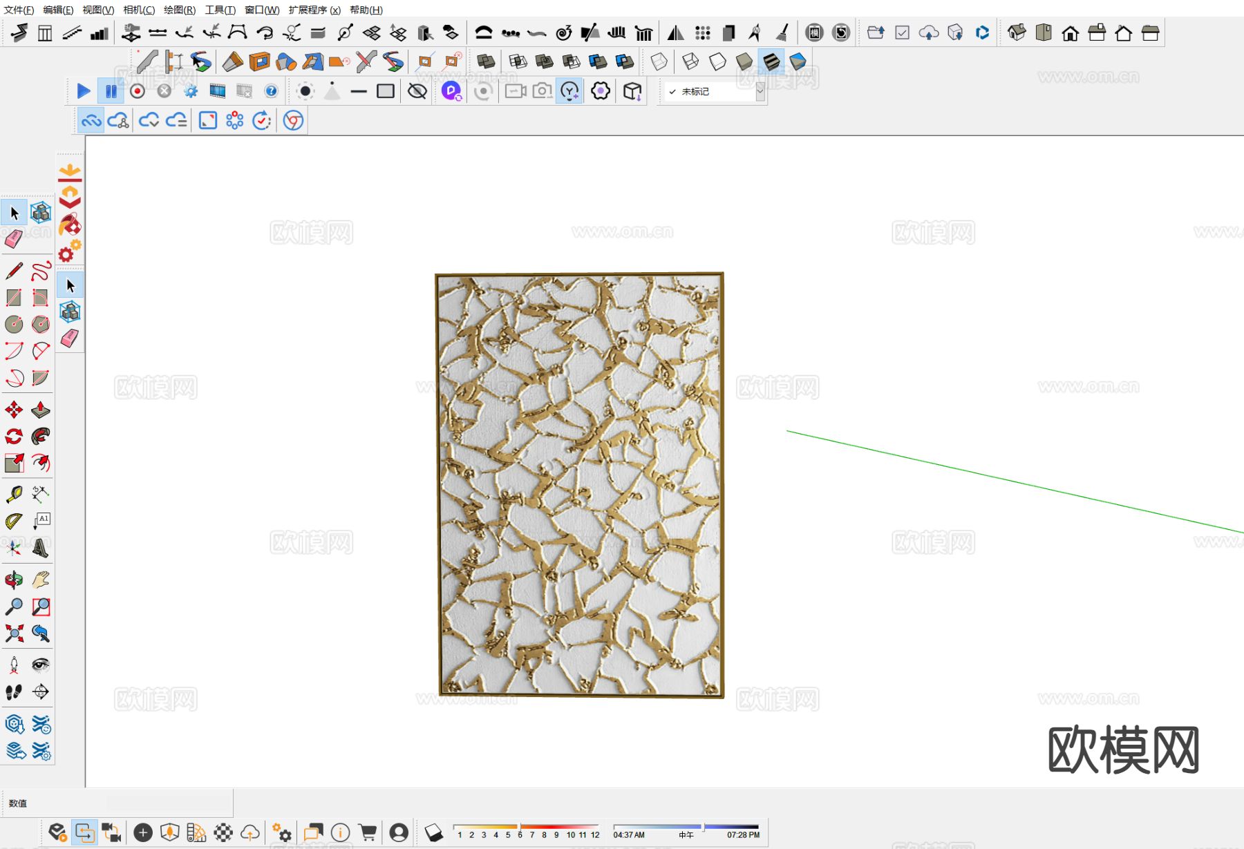 现代轻奢装饰画su模型下载（渲染图1）