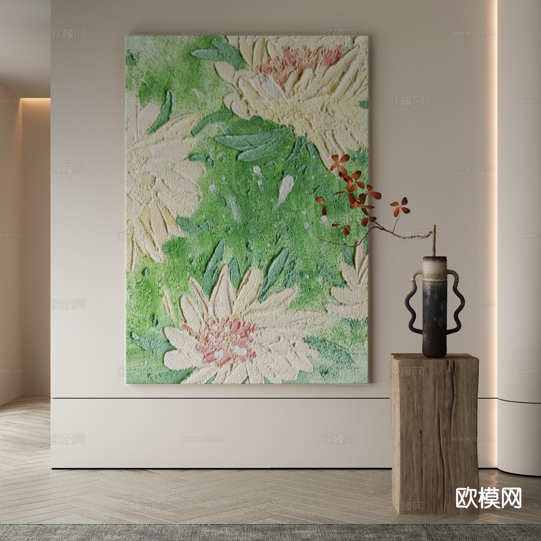 现代装饰画 花朵挂画 油画3d模型