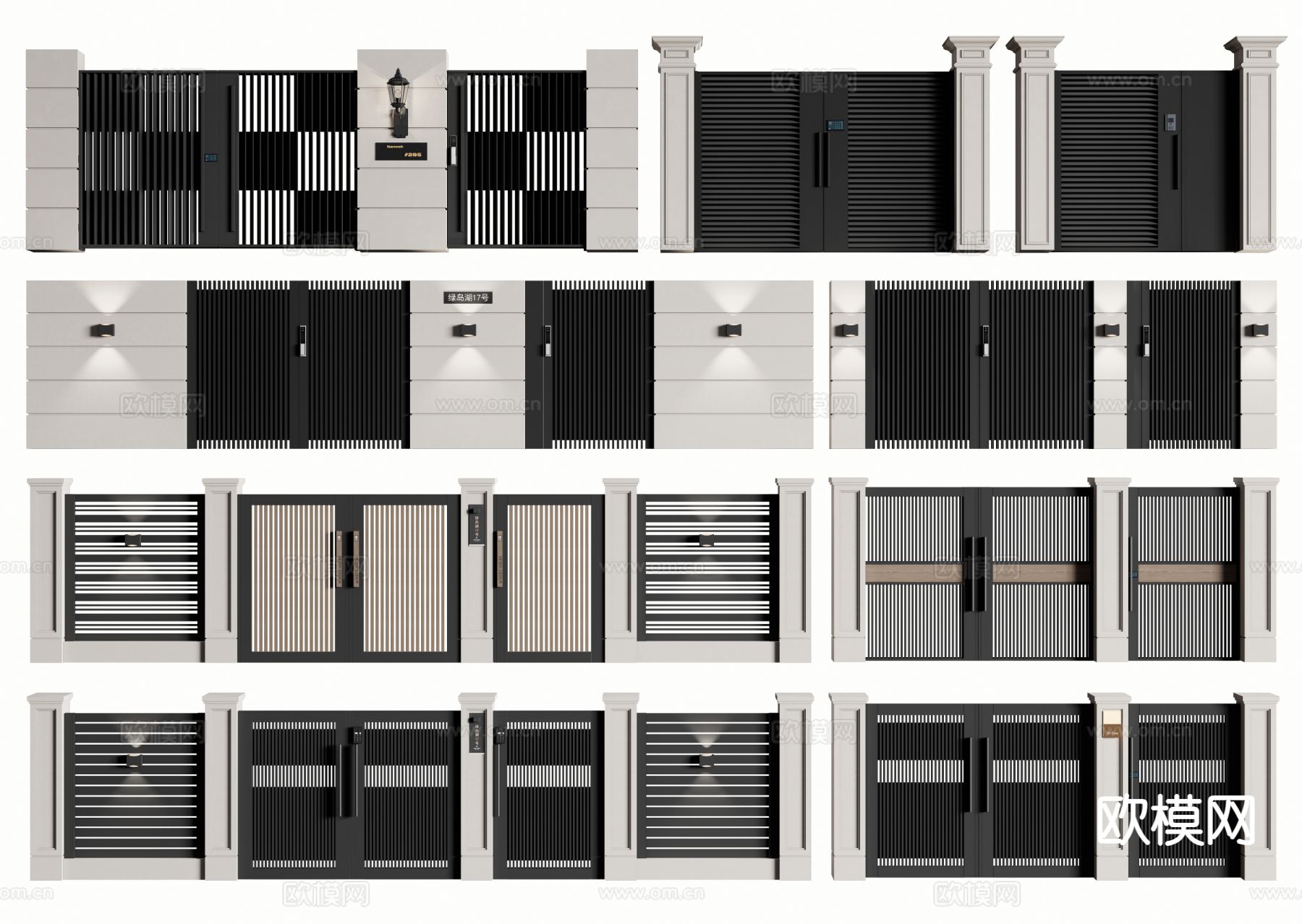 现代庭院门 别墅庭院门 入户大门3d模型