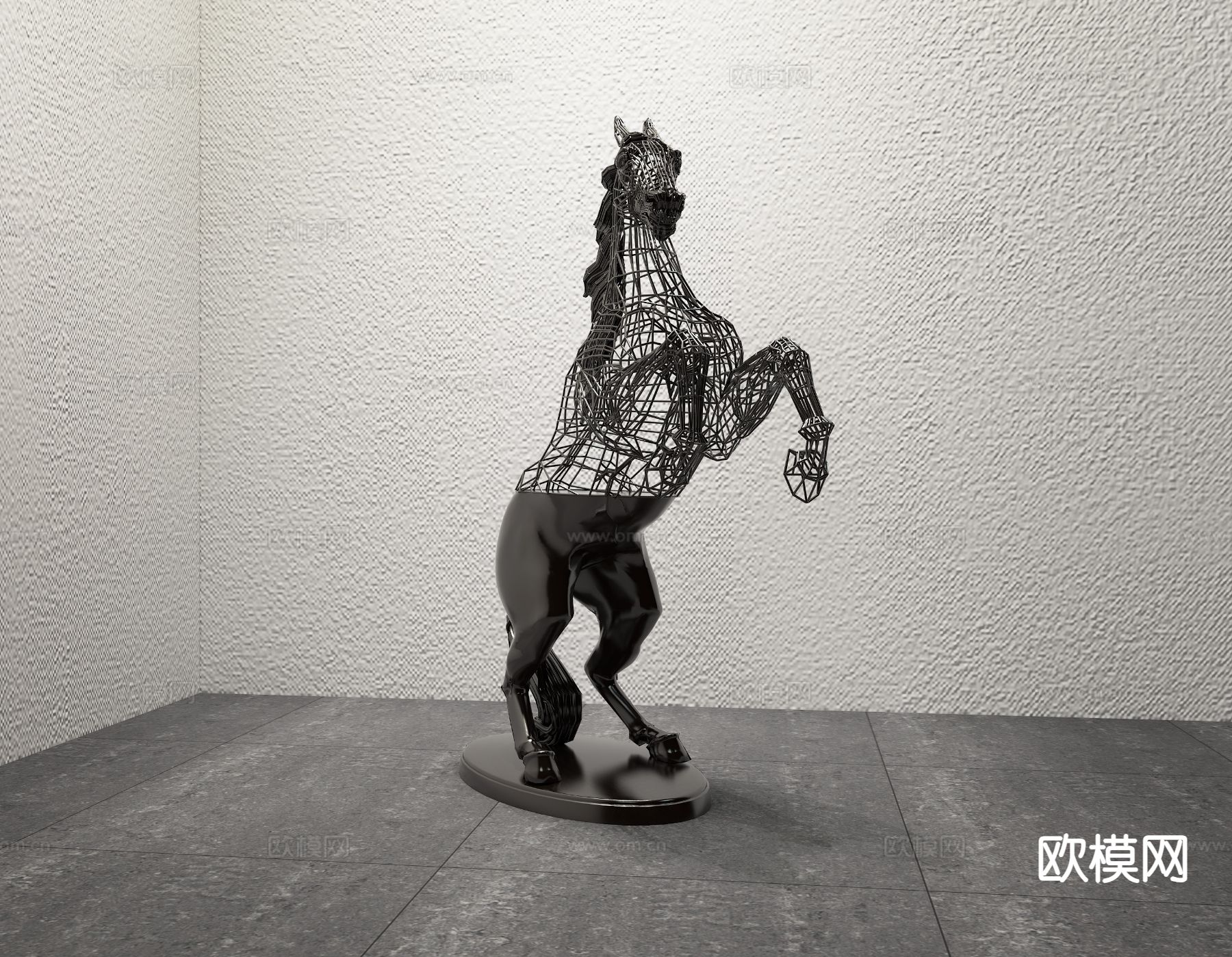 马匹雕塑 奔马雕塑3d模型下载（渲染图2）