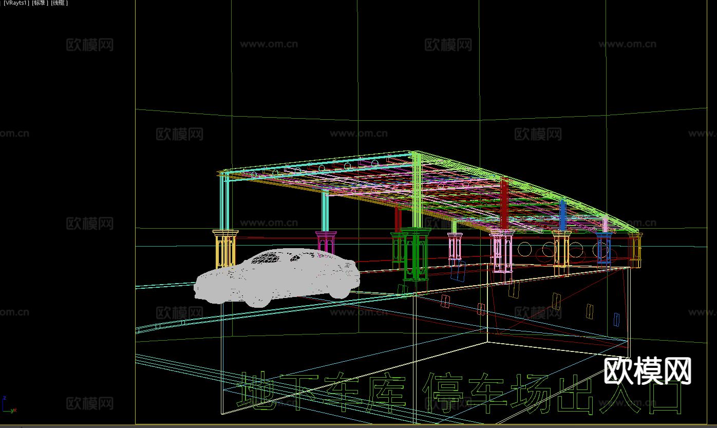 地下车库 停车场出入口3d模型下载（渲染图3）