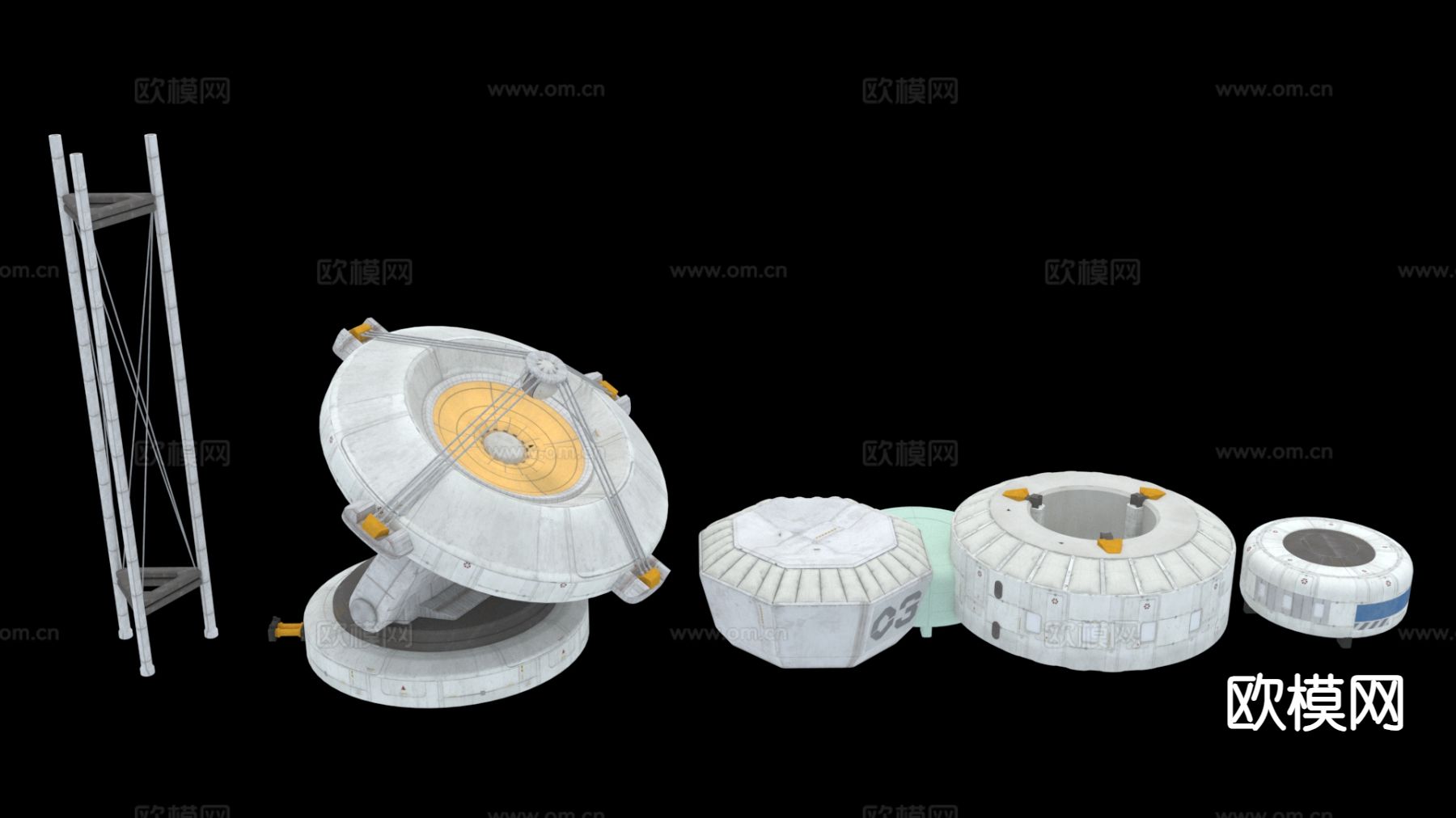科幻 月球基地 太空设备3d模型