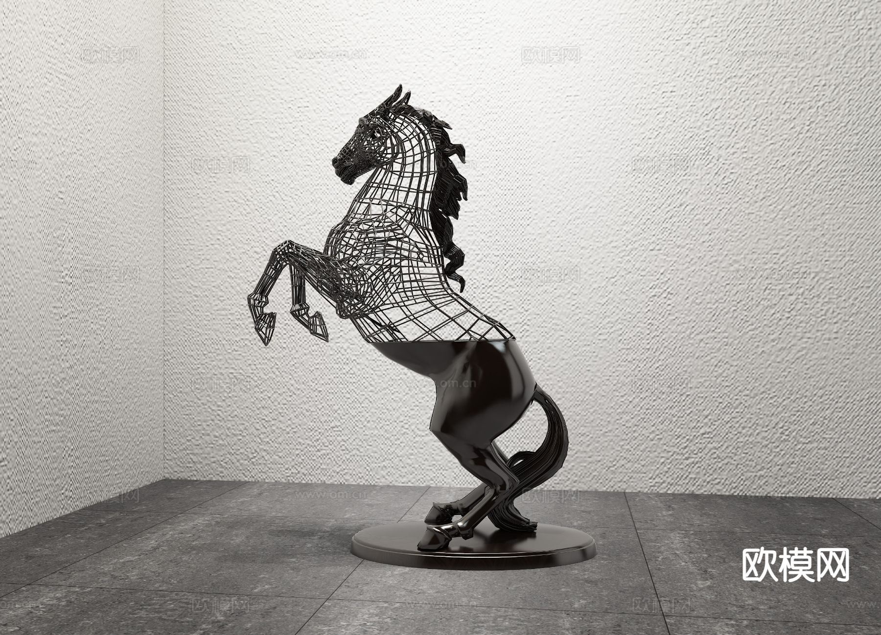 马匹雕塑 奔马雕塑3d模型下载（渲染图1）