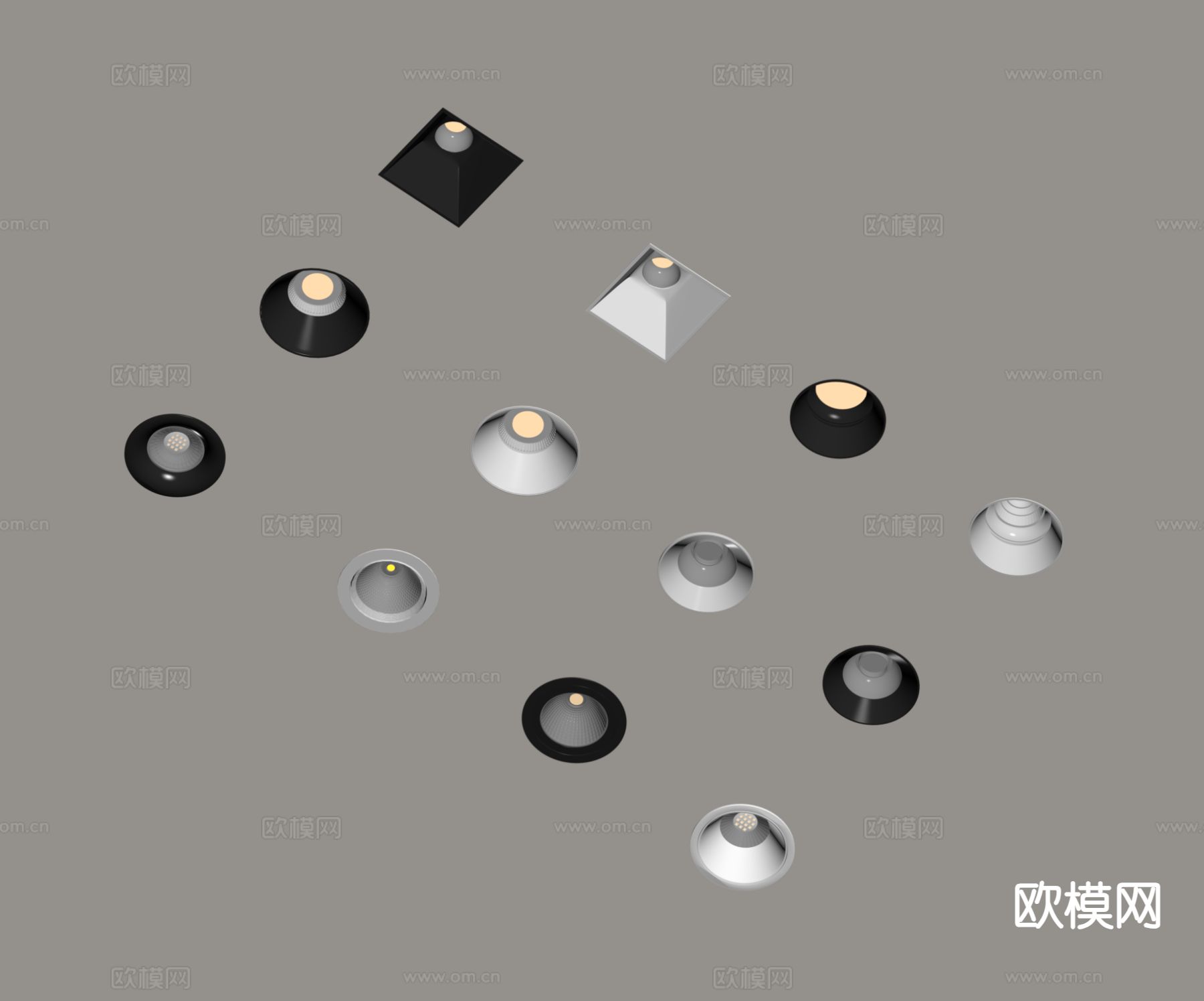 现代筒灯射灯su模型下载（渲染图1）