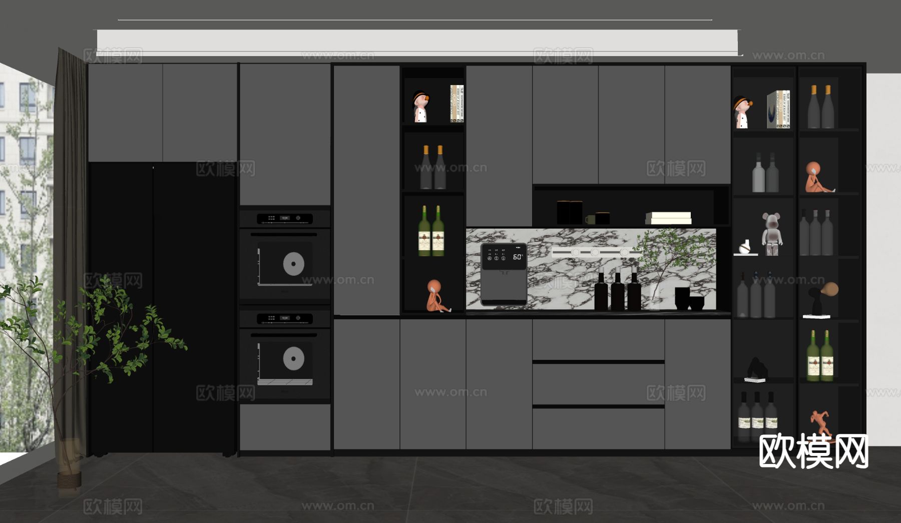 意式酒柜 餐边柜su模型