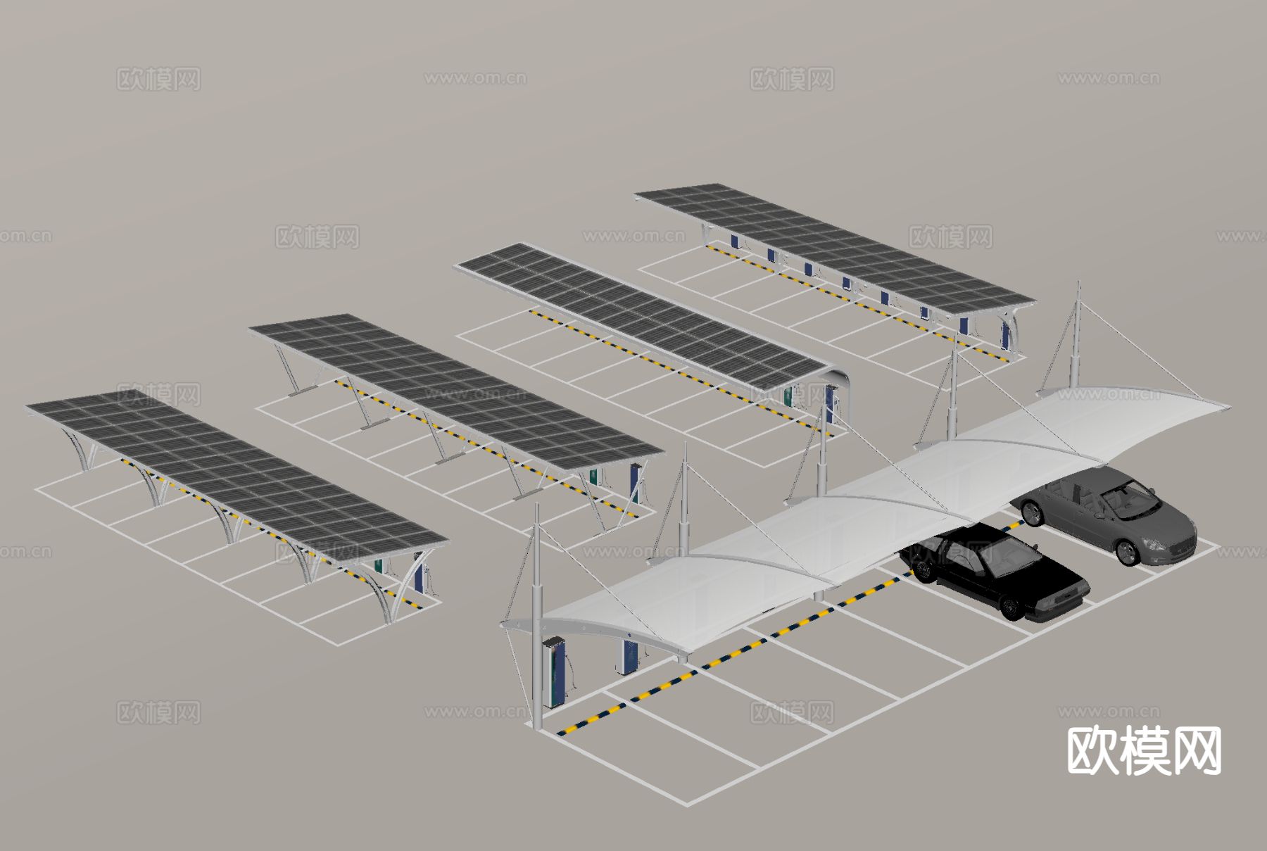 停车场 停车棚su模型