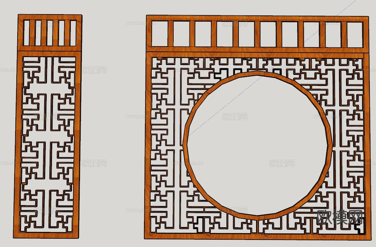 中式屏风su模型