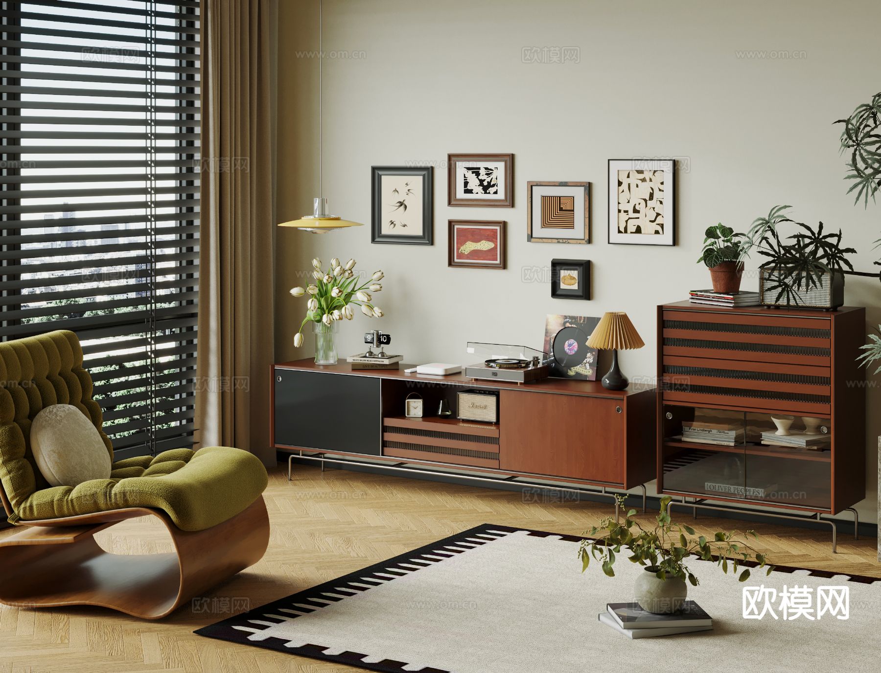 中古风电视柜3d模型下载