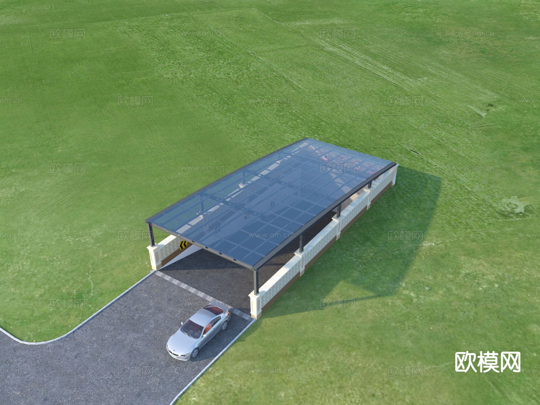 地下车库 停车场出入口3d模型下载（渲染图1）