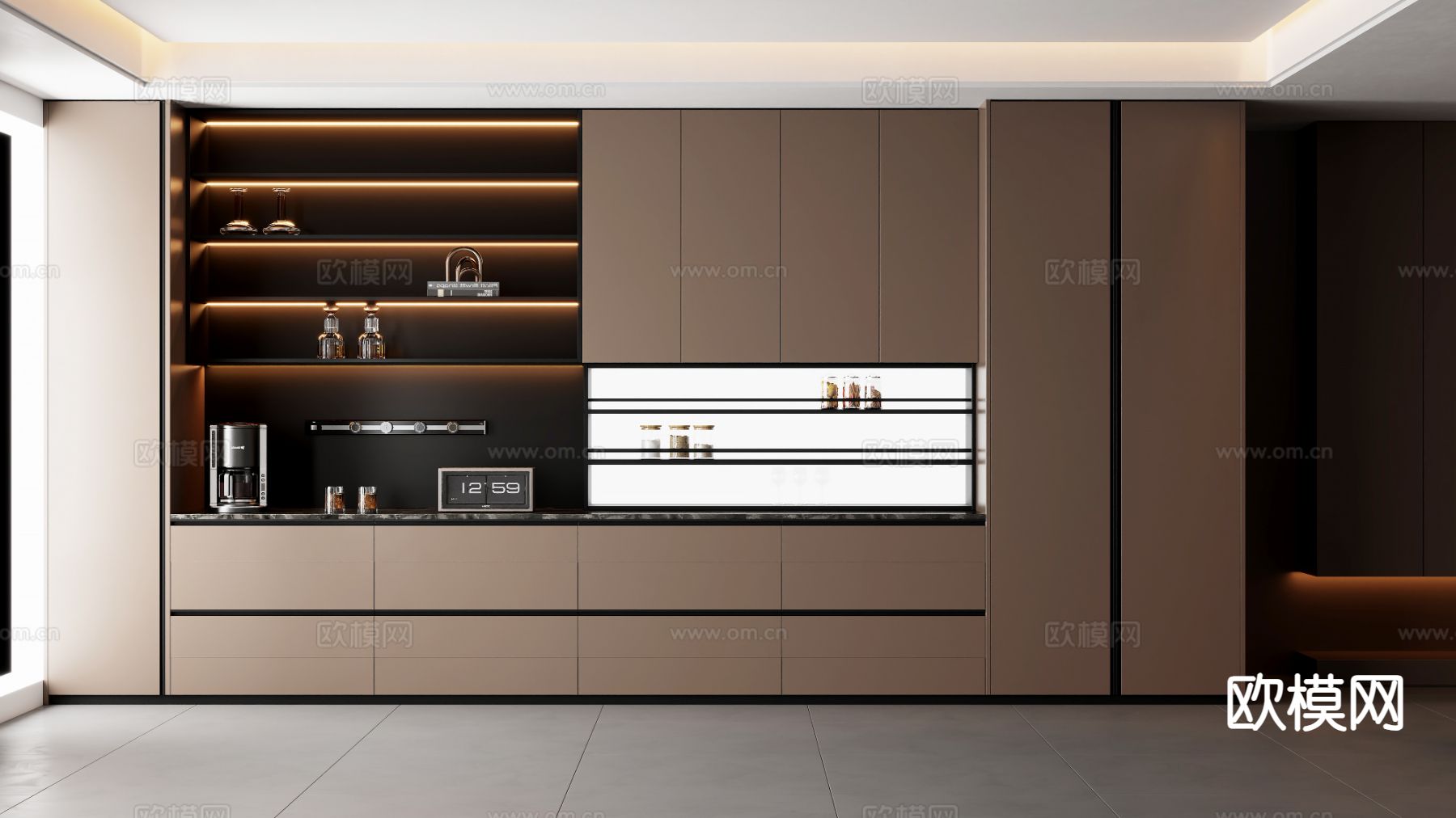 意式酒柜 餐边柜3d模型下载