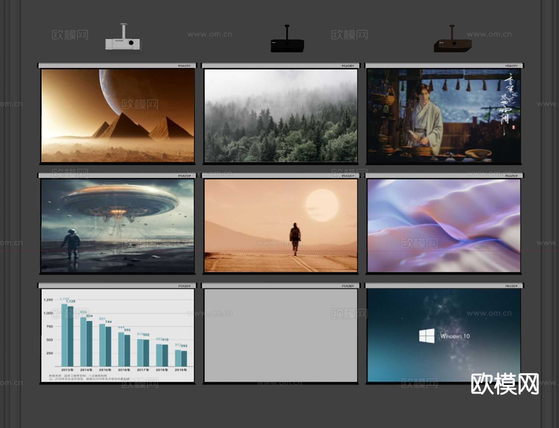 投影仪 投影幕布su模型下载