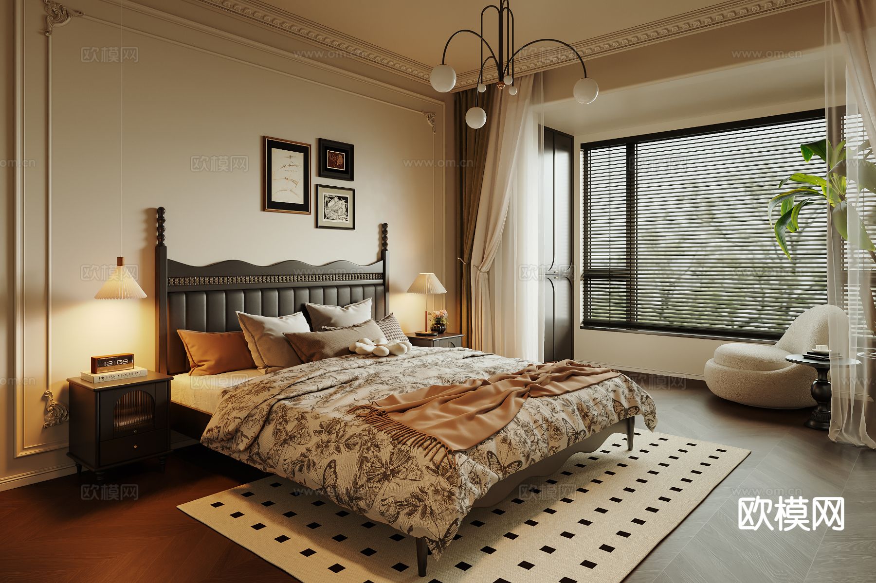 中古风卧室 主卧3d模型下载