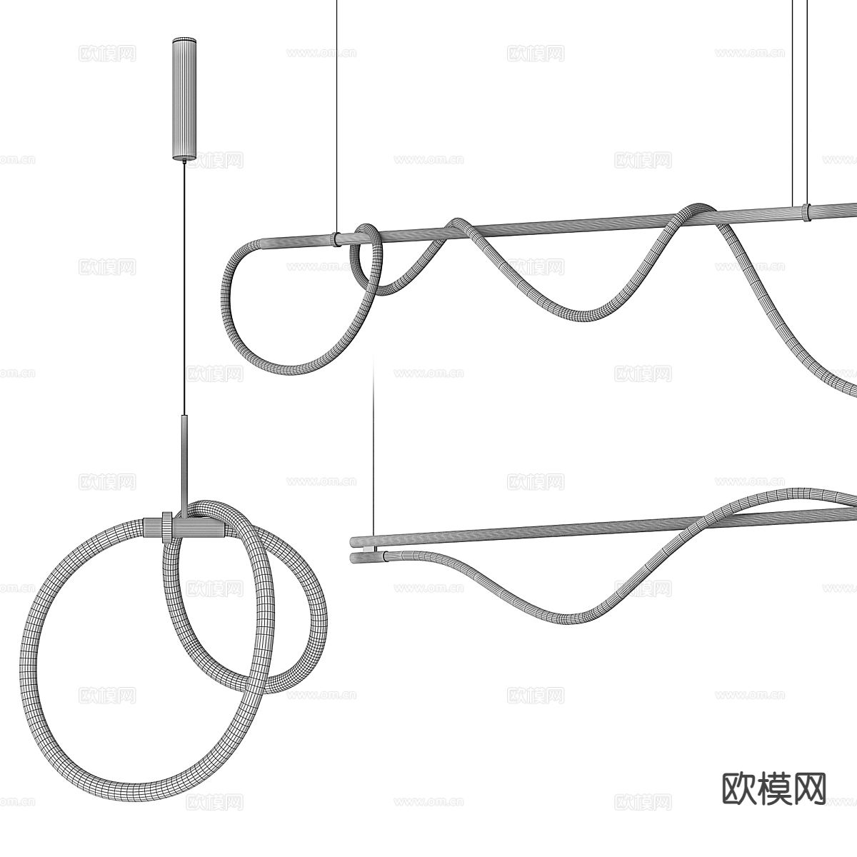 现代条形吊灯3d模型