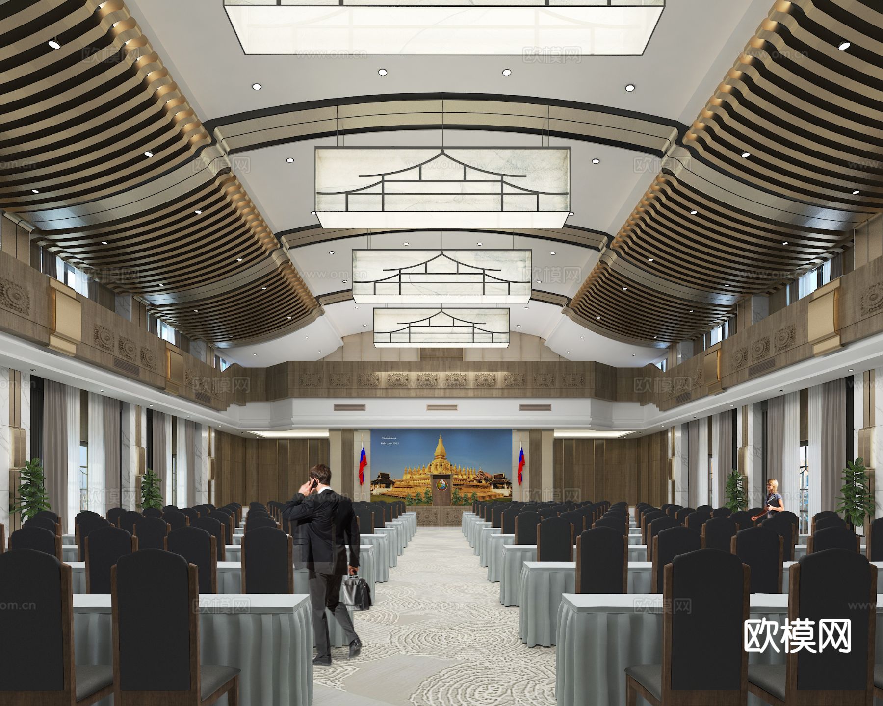 东南亚总理府 报告厅3d模型下载（渲染图2）