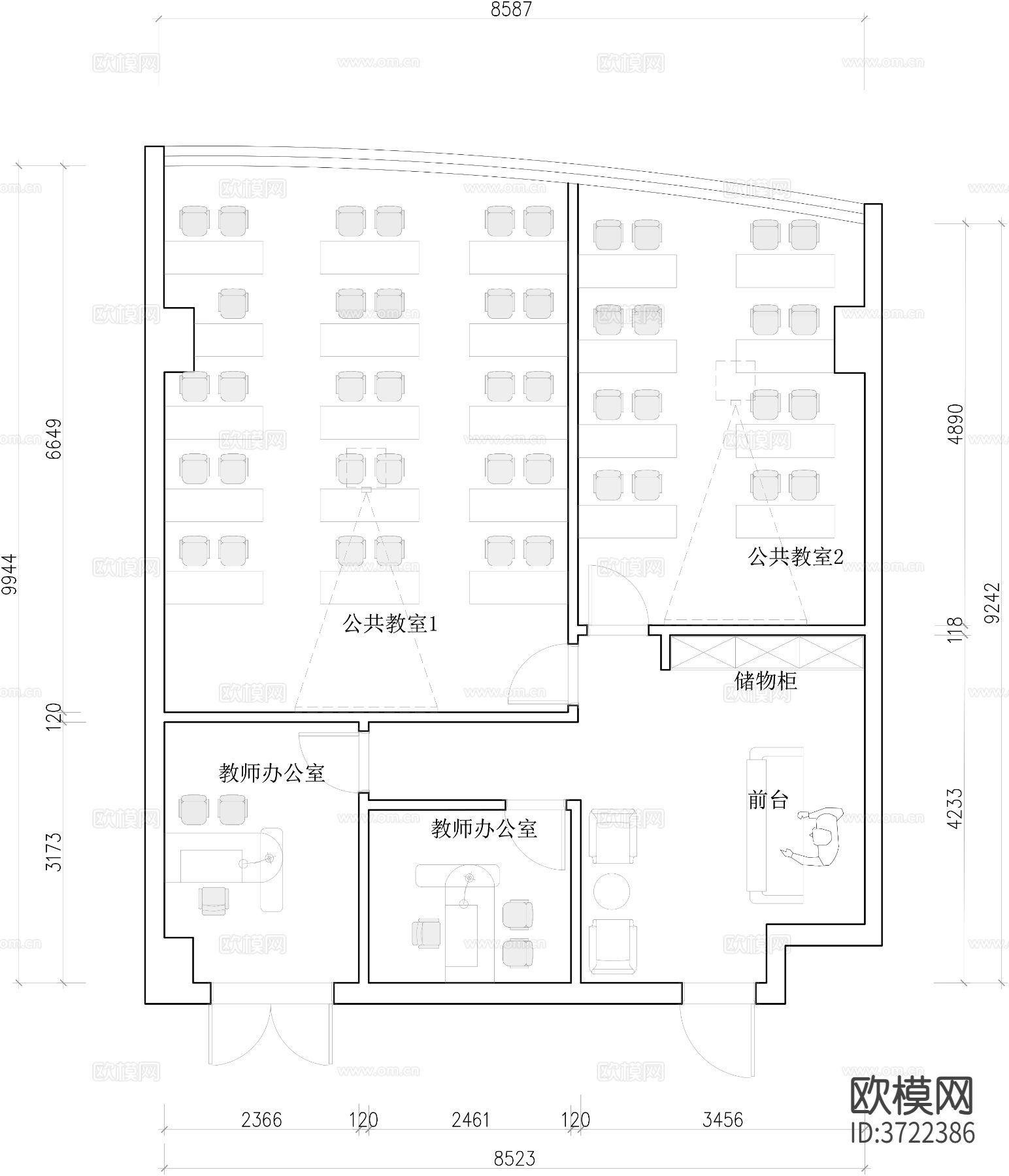 培训室cad平面图