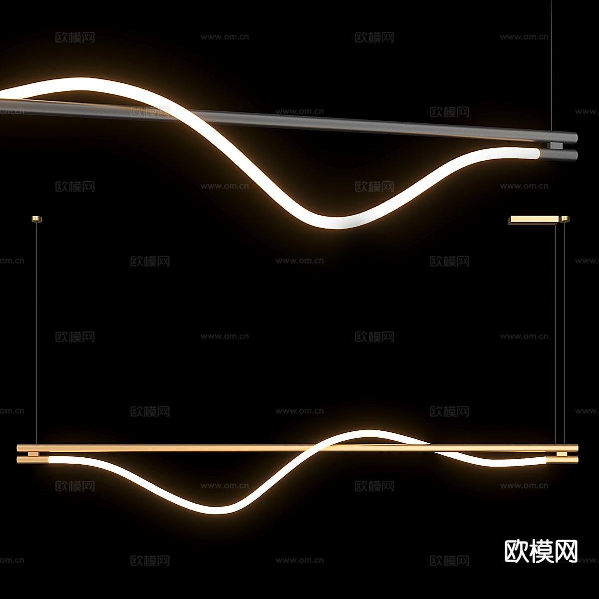 现代条形吊灯3d模型