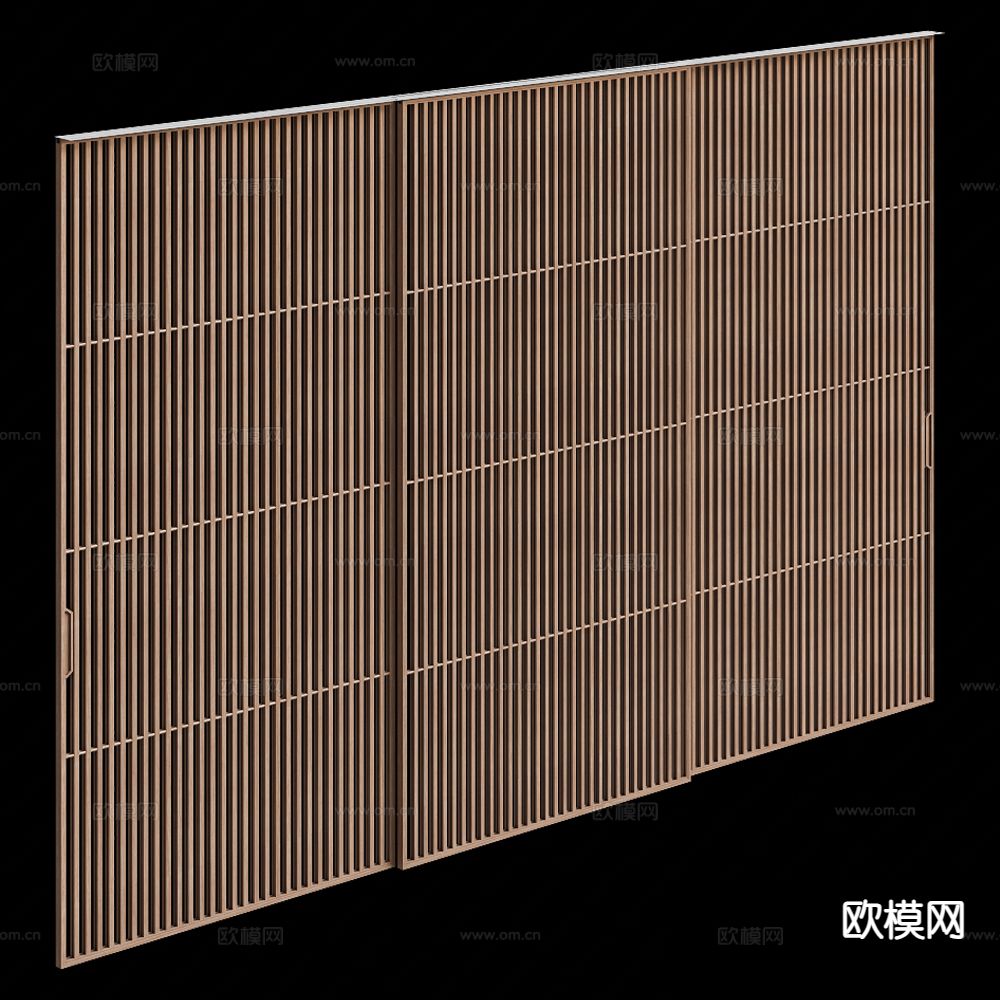 侘寂栅格门 推拉门3d模型