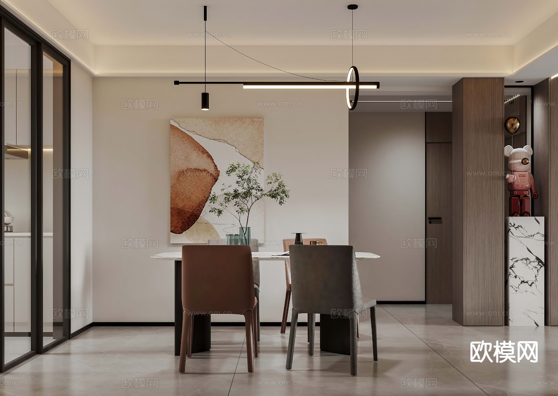 现代餐厅3d模型下载