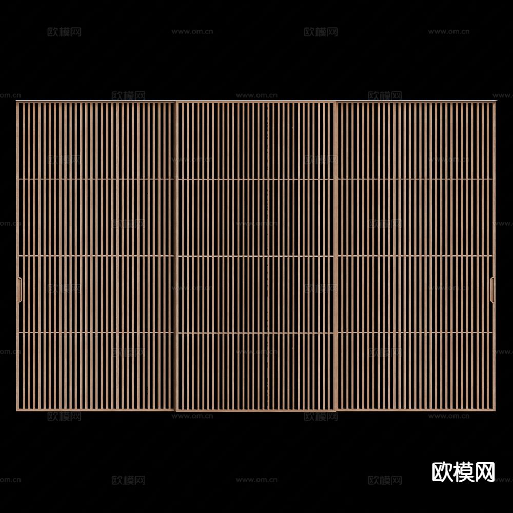 侘寂栅格门 推拉门3d模型