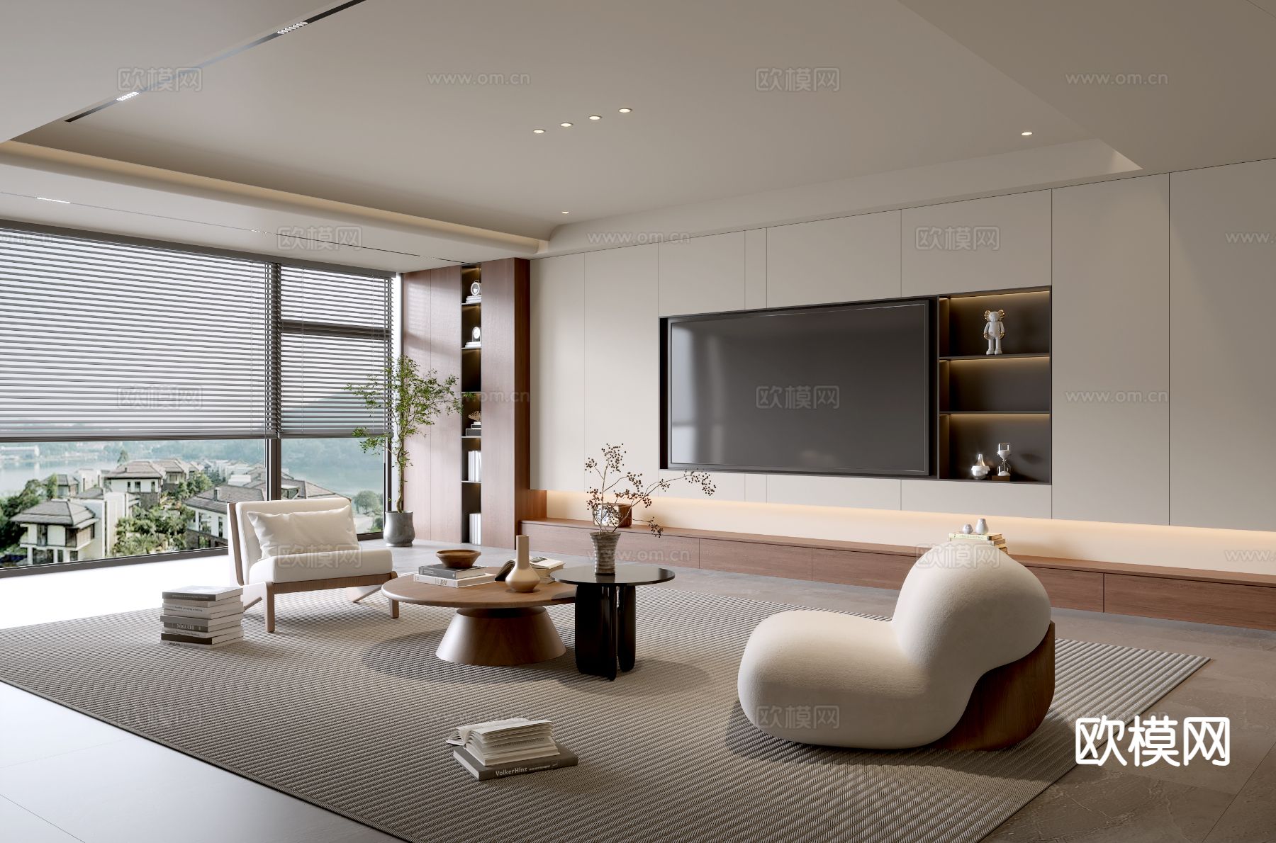 中古风客厅su模型下载（渲染图2）