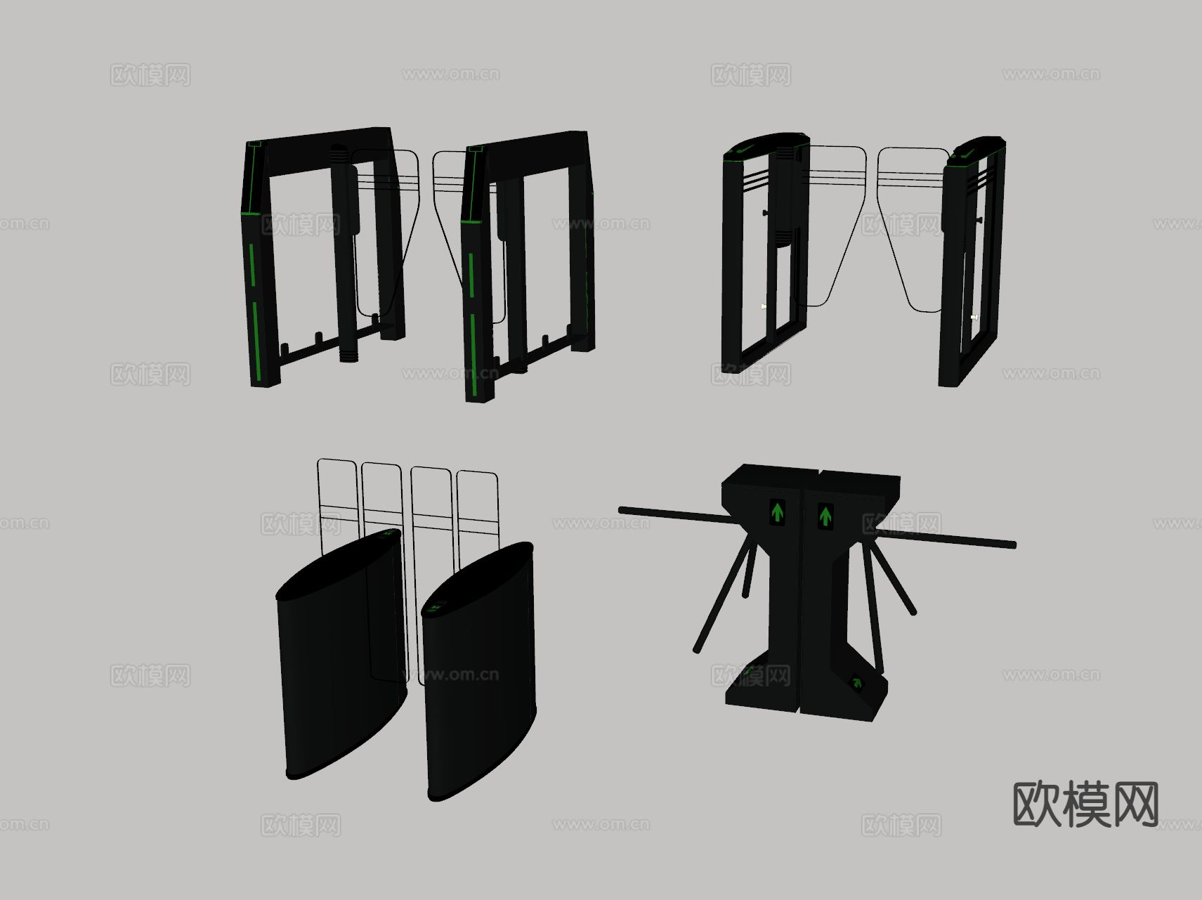 地铁入口闸机 写字楼门禁闸机su模型