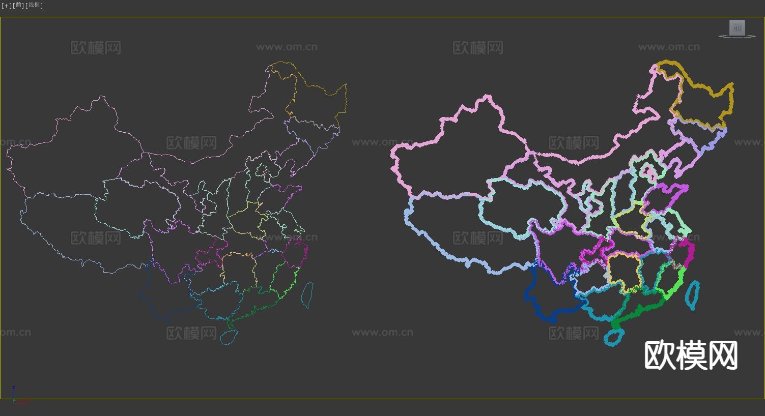 中国地图 墙饰 中国版图 地图灯带3d模型