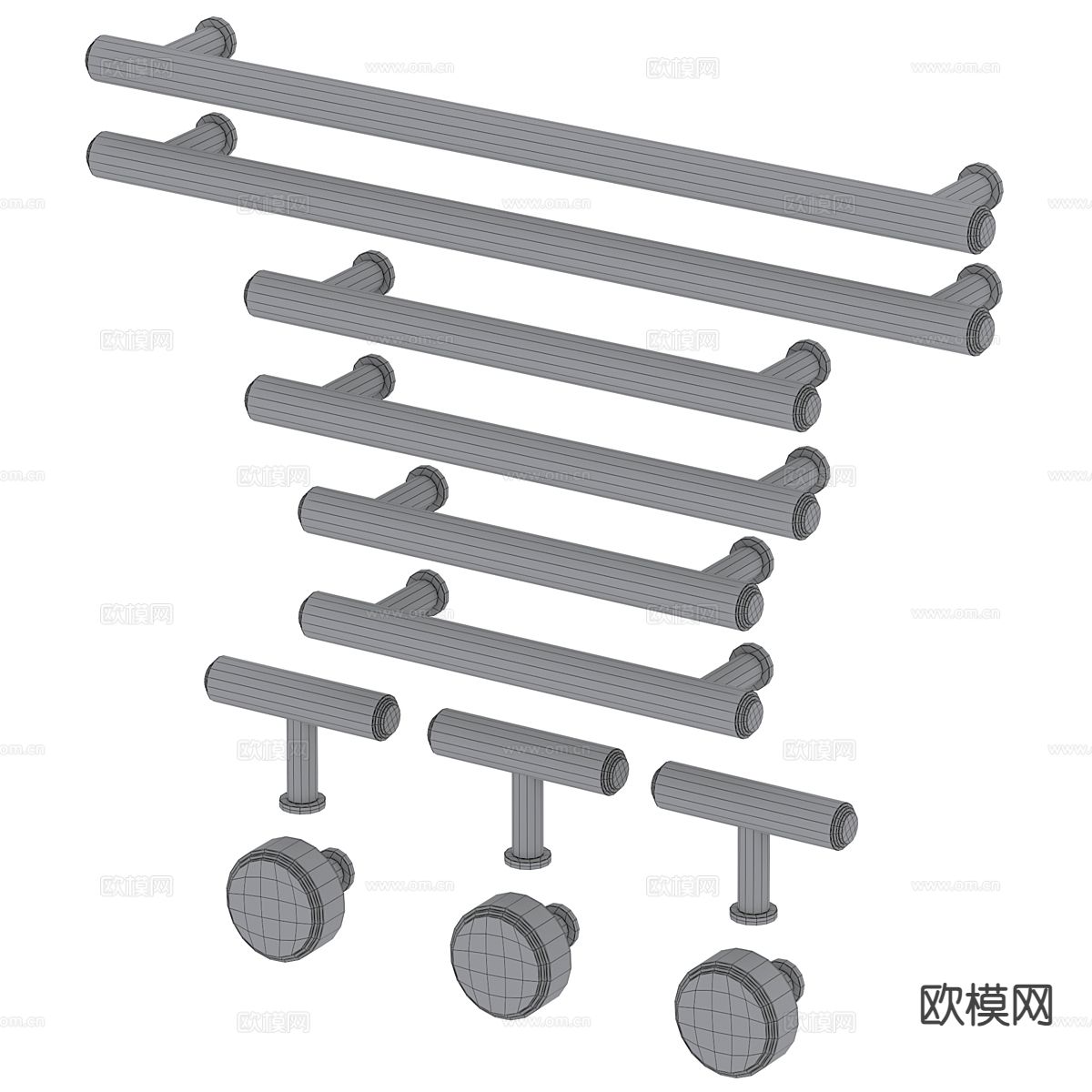 抽屉拉手 纽扣拉手 把手3d模型