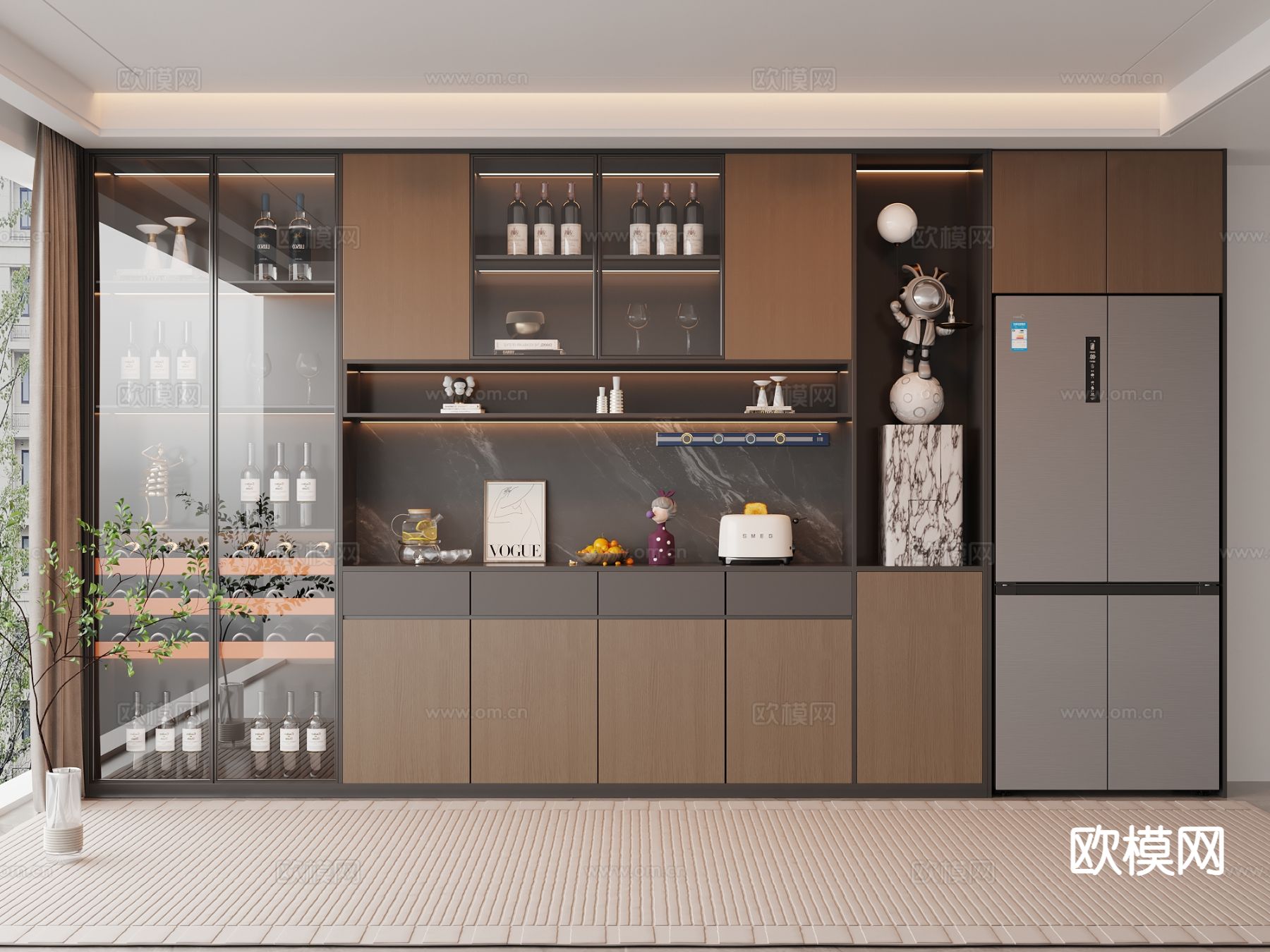 意式酒柜 餐边柜3d模型下载