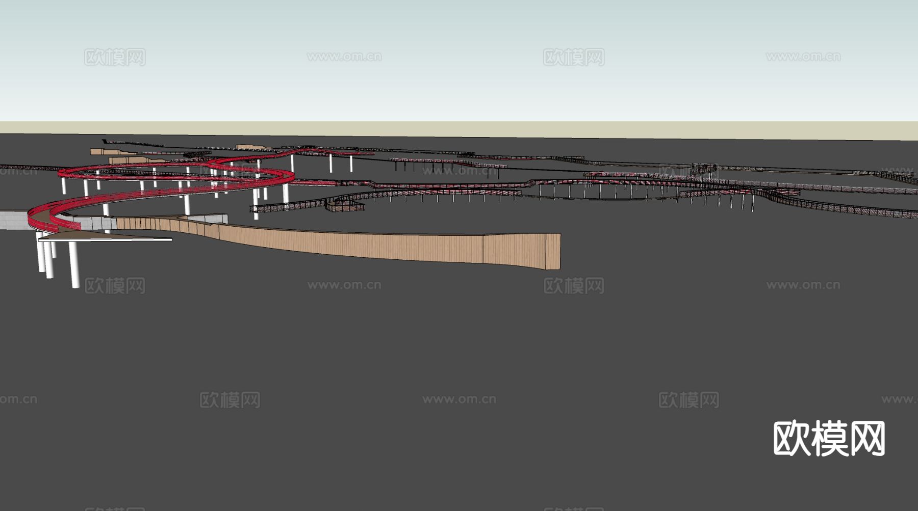 现代栈道 廊架廊桥 观景大桥su模型